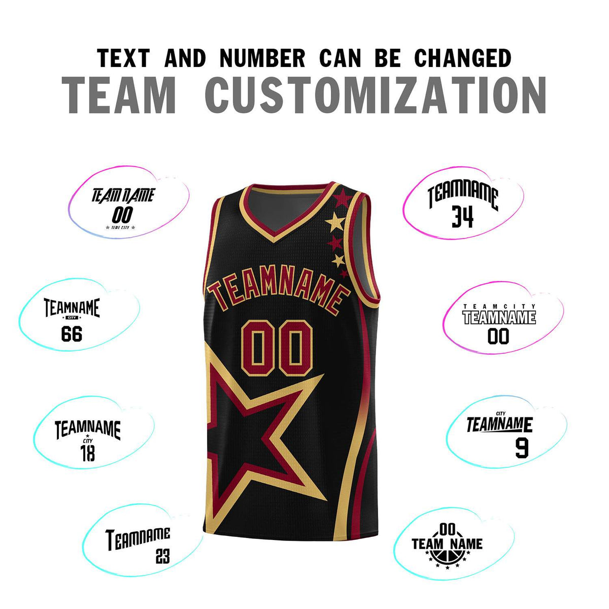 Custom Black Shoulder Stars Graffiti Pattern Sets Basketball Jersey