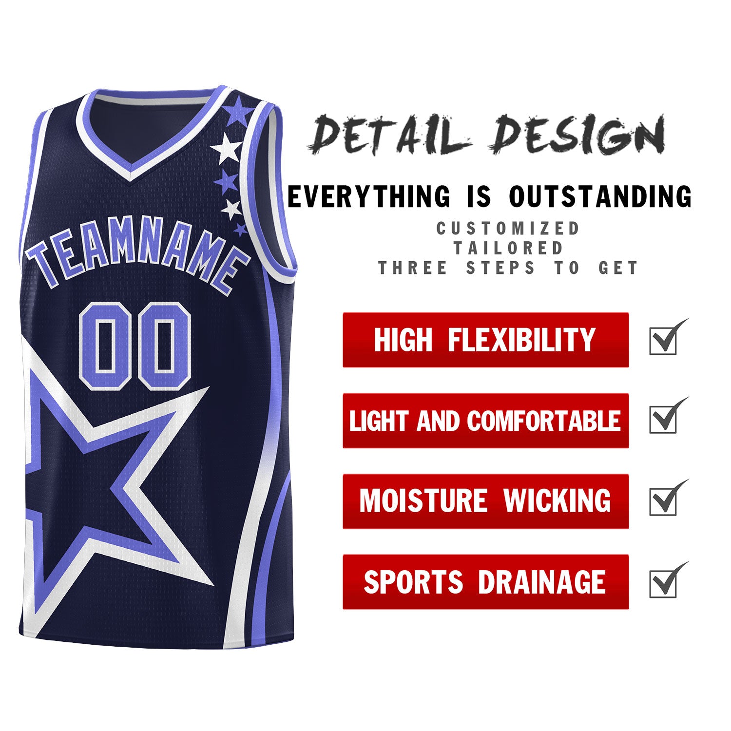 Custom Navy Shoulder Stars Graffiti Pattern Sets Basketball Jersey