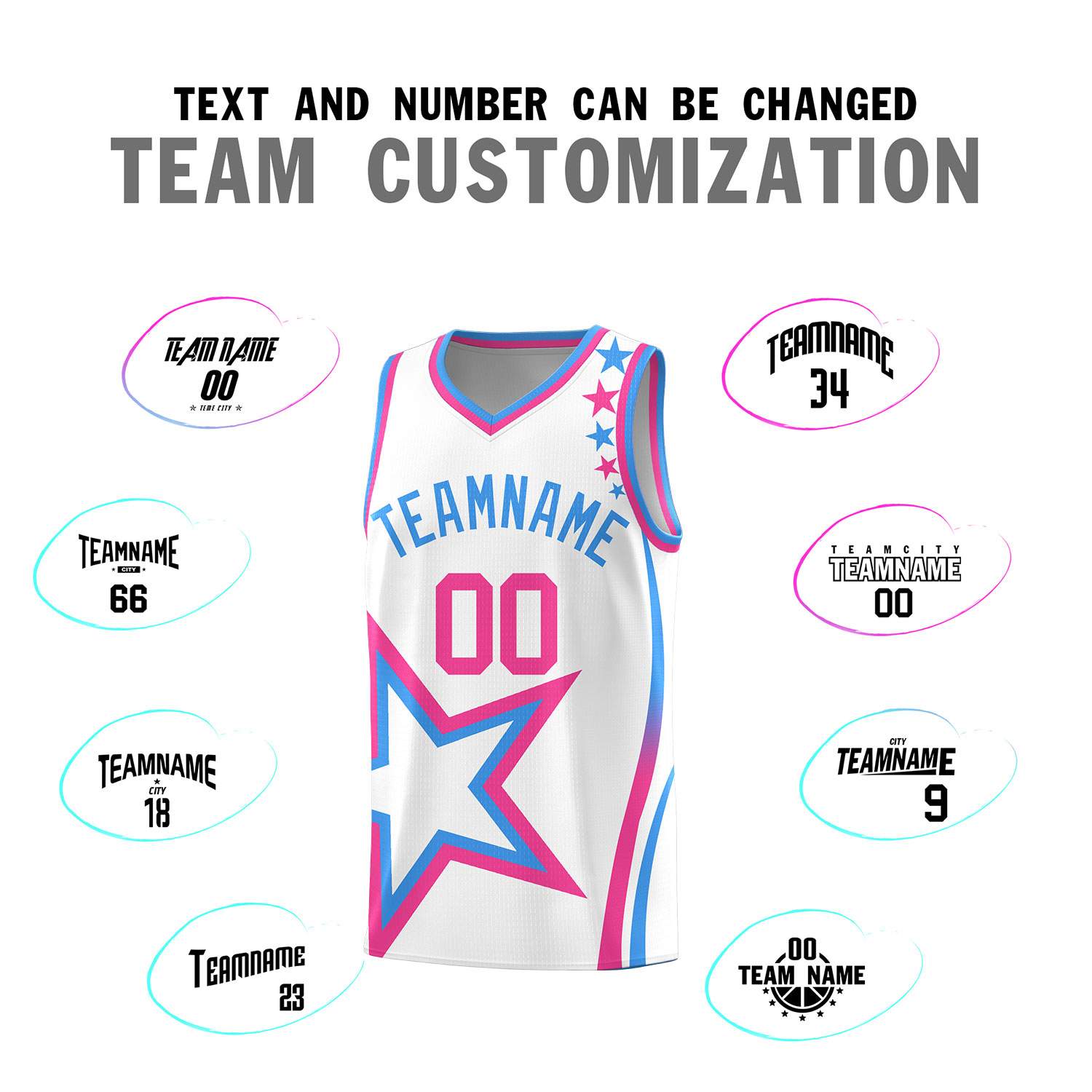 Custom White Shoulder Stars Graffiti Pattern Sets Basketball Jersey