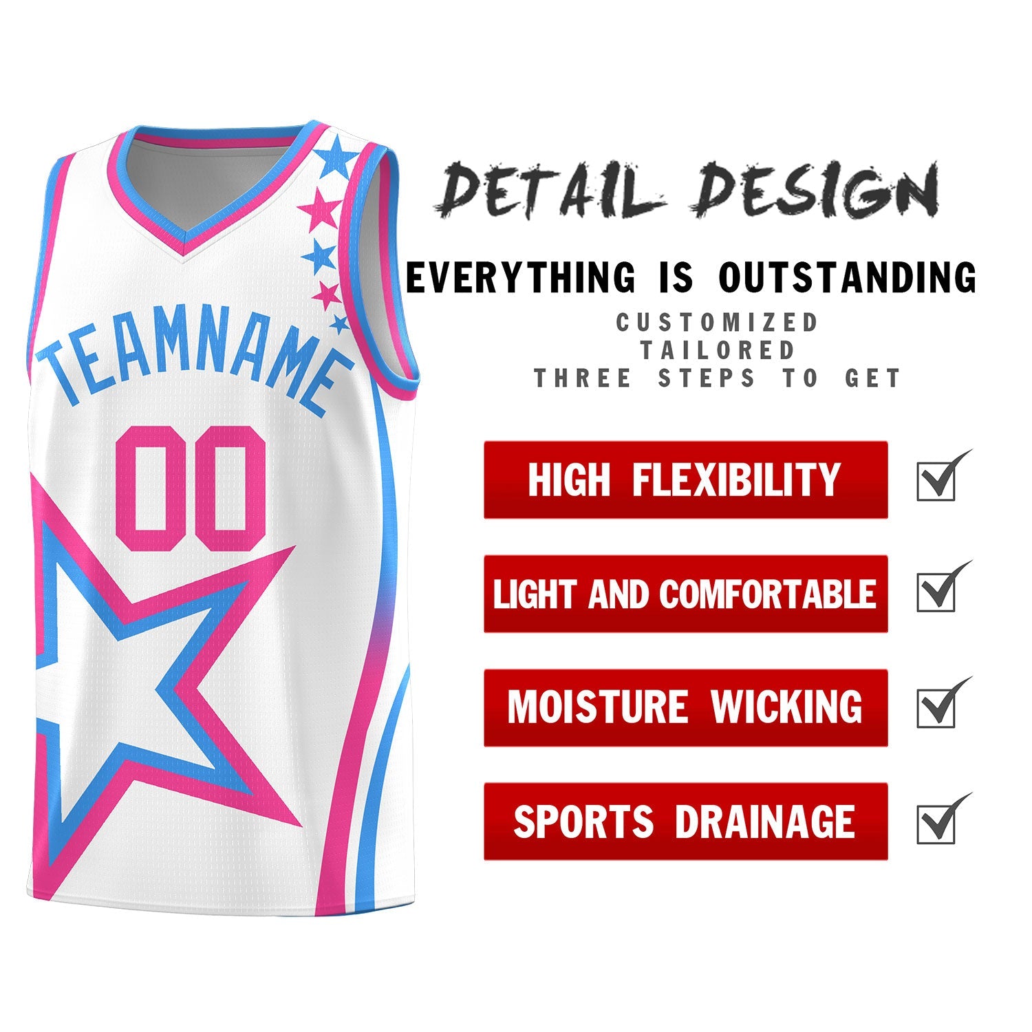 Custom White Shoulder Stars Graffiti Pattern Sets Basketball Jersey