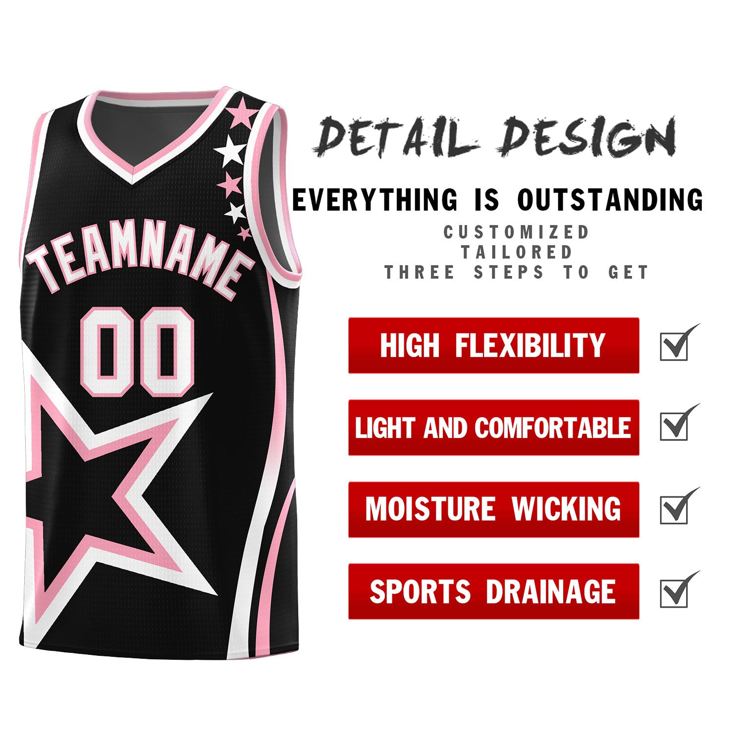 Custom Black Shoulder Stars Graffiti Pattern Sets Basketball Jersey
