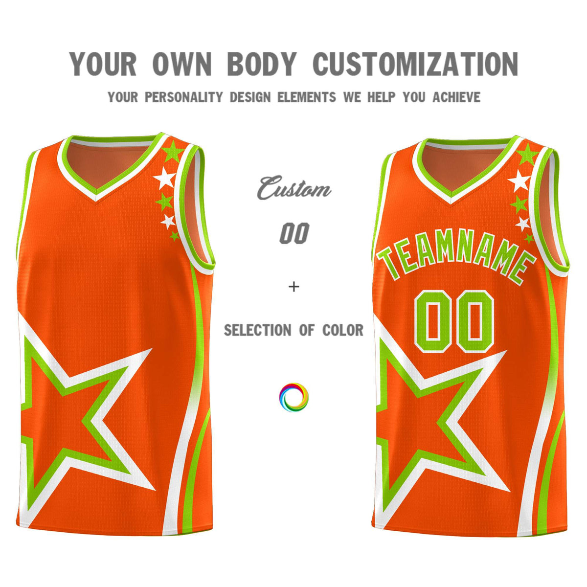 Custom Orange Shoulder Stars Graffiti Pattern Sets Basketball Jersey