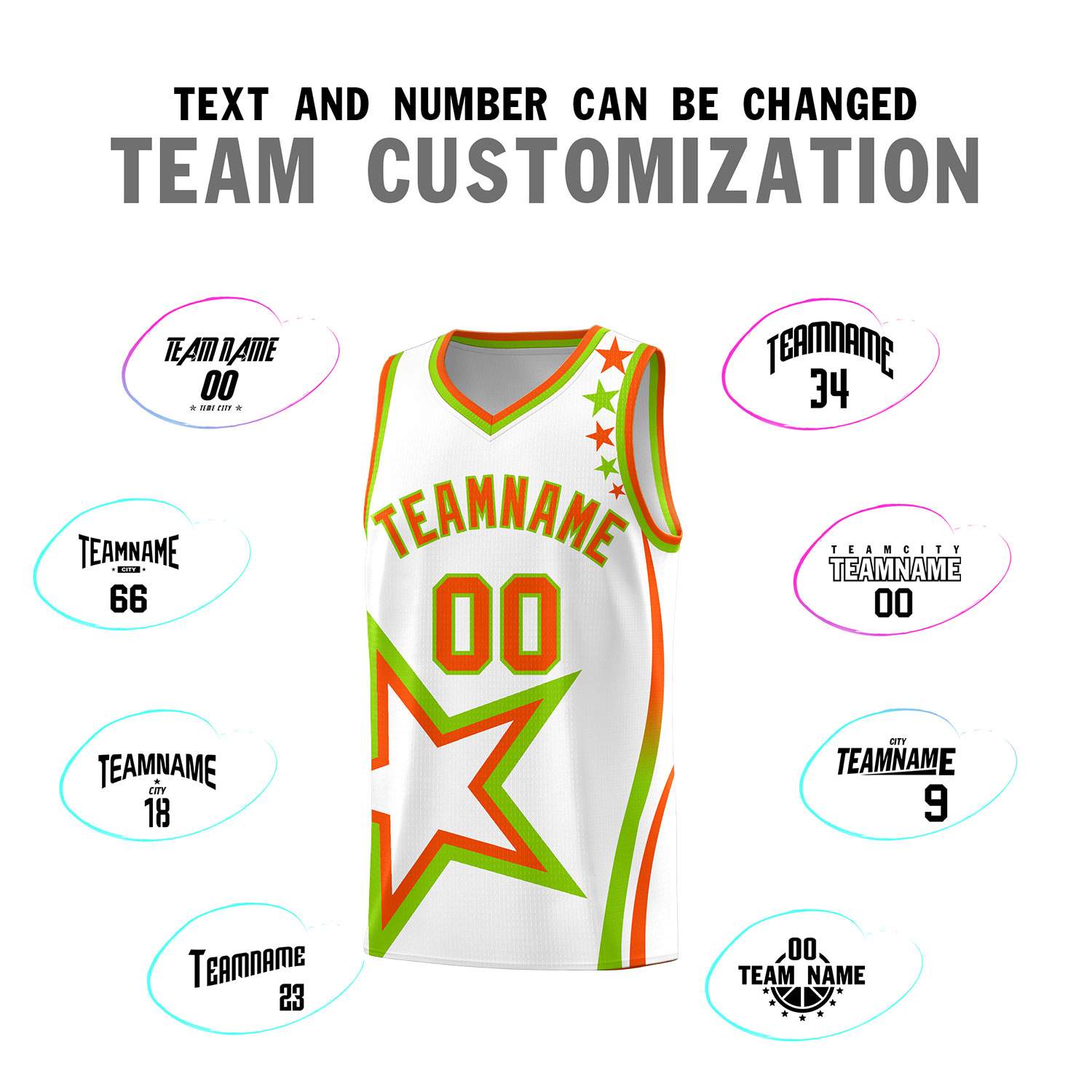 Custom White Shoulder Stars Graffiti Pattern Sets Basketball Jersey