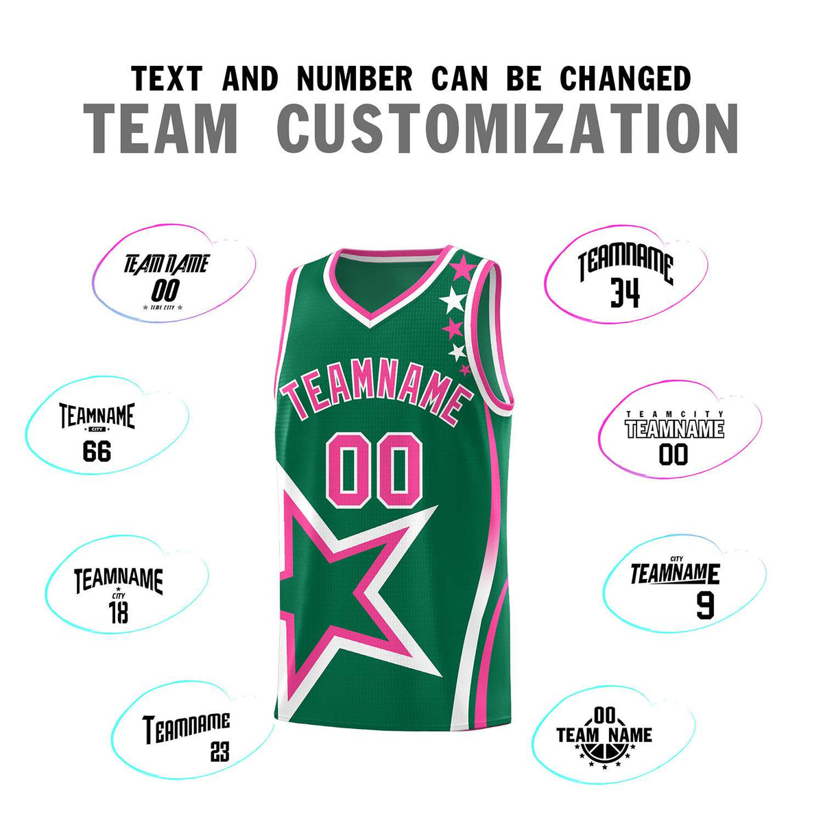Custom Kelly Green Shoulder Stars Graffiti Pattern Sets Basketball Jersey