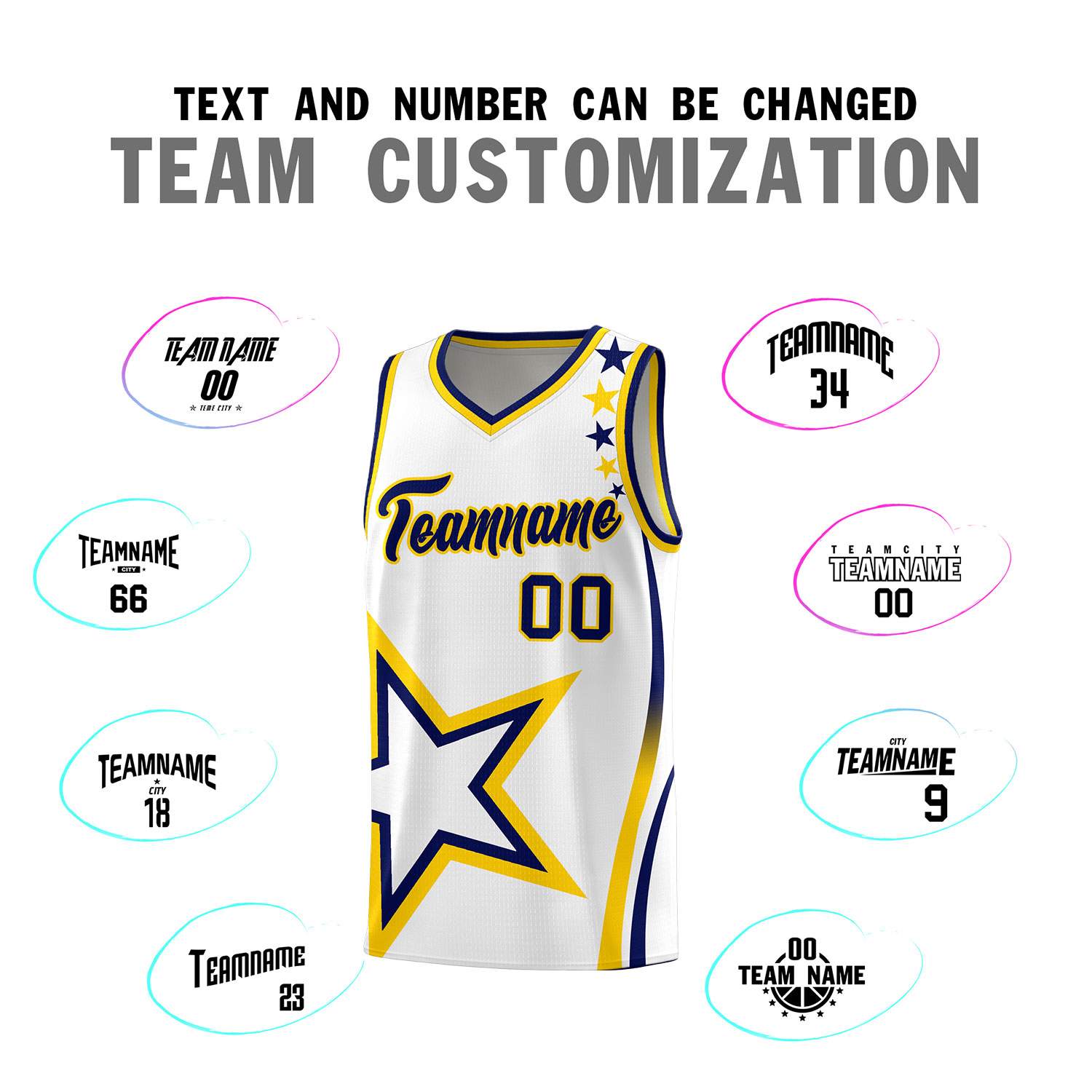 Custom White Shoulder Stars Graffiti Pattern Sets Basketball Jersey