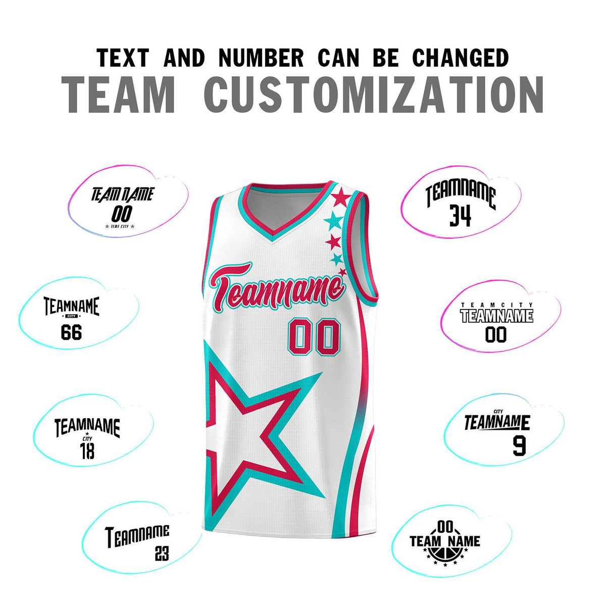 Custom White Shoulder Stars Graffiti Pattern Sets Basketball Jersey