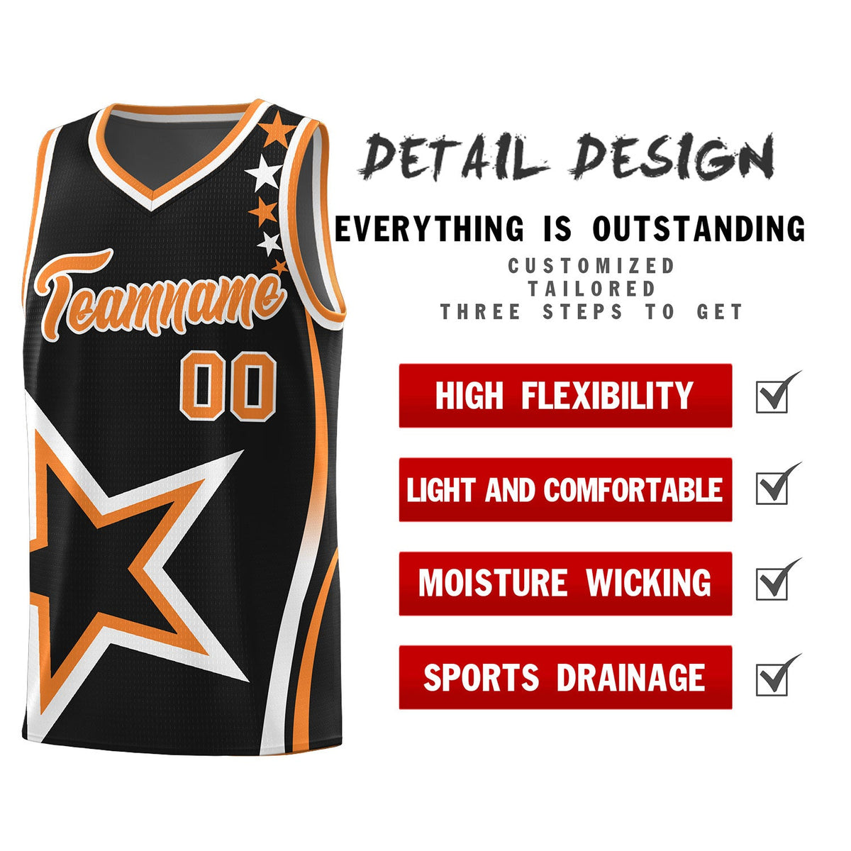 Custom Black Shoulder Stars Graffiti Pattern Sets Basketball Jersey