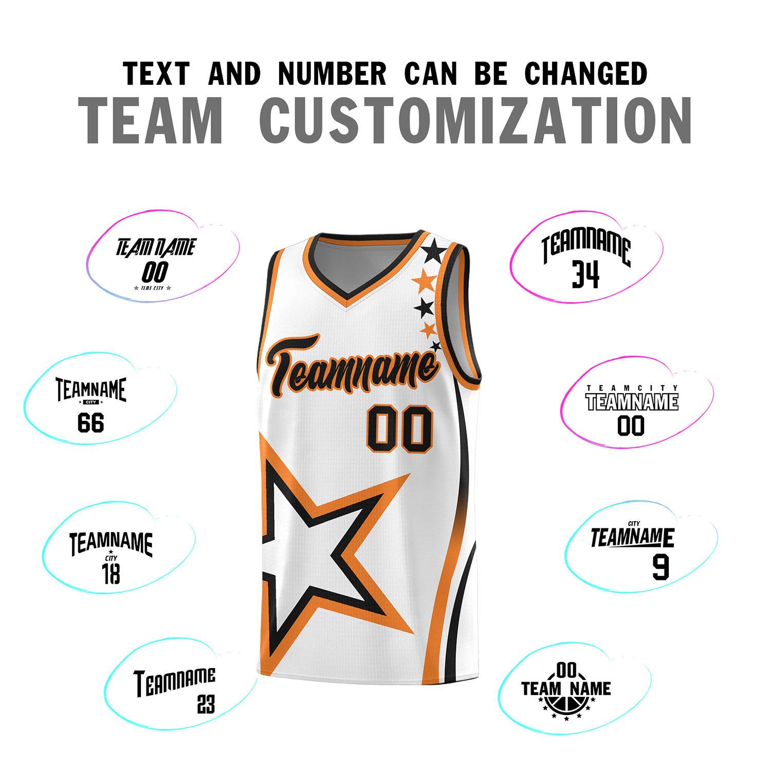 Custom White Shoulder Stars Graffiti Pattern Sets Basketball Jersey
