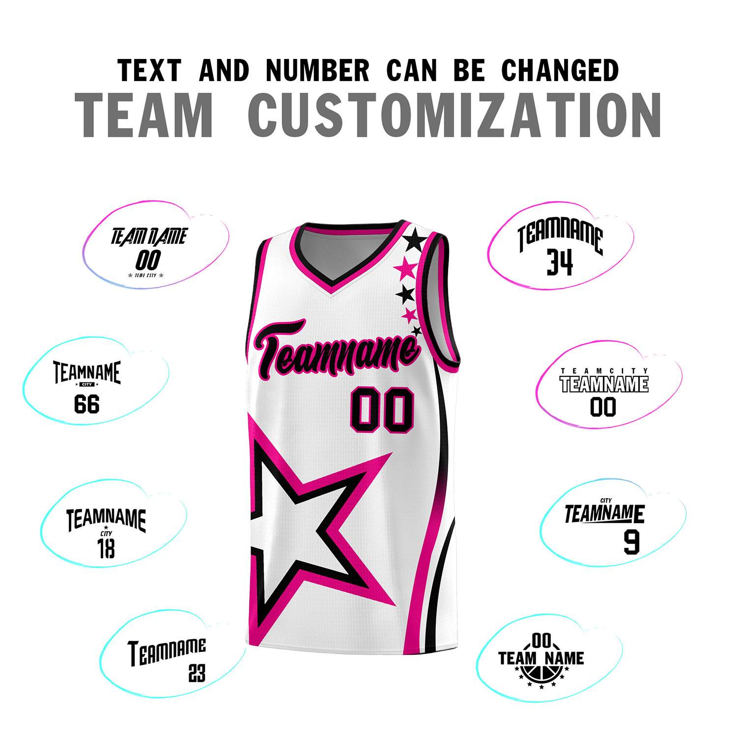 Custom White Shoulder Stars Graffiti Pattern Sets Basketball Jersey