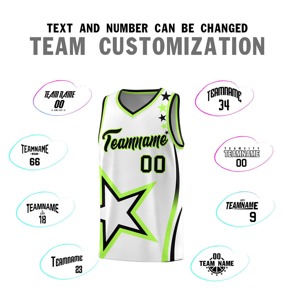 Custom White Shoulder Stars Graffiti Pattern Sets Basketball Jersey