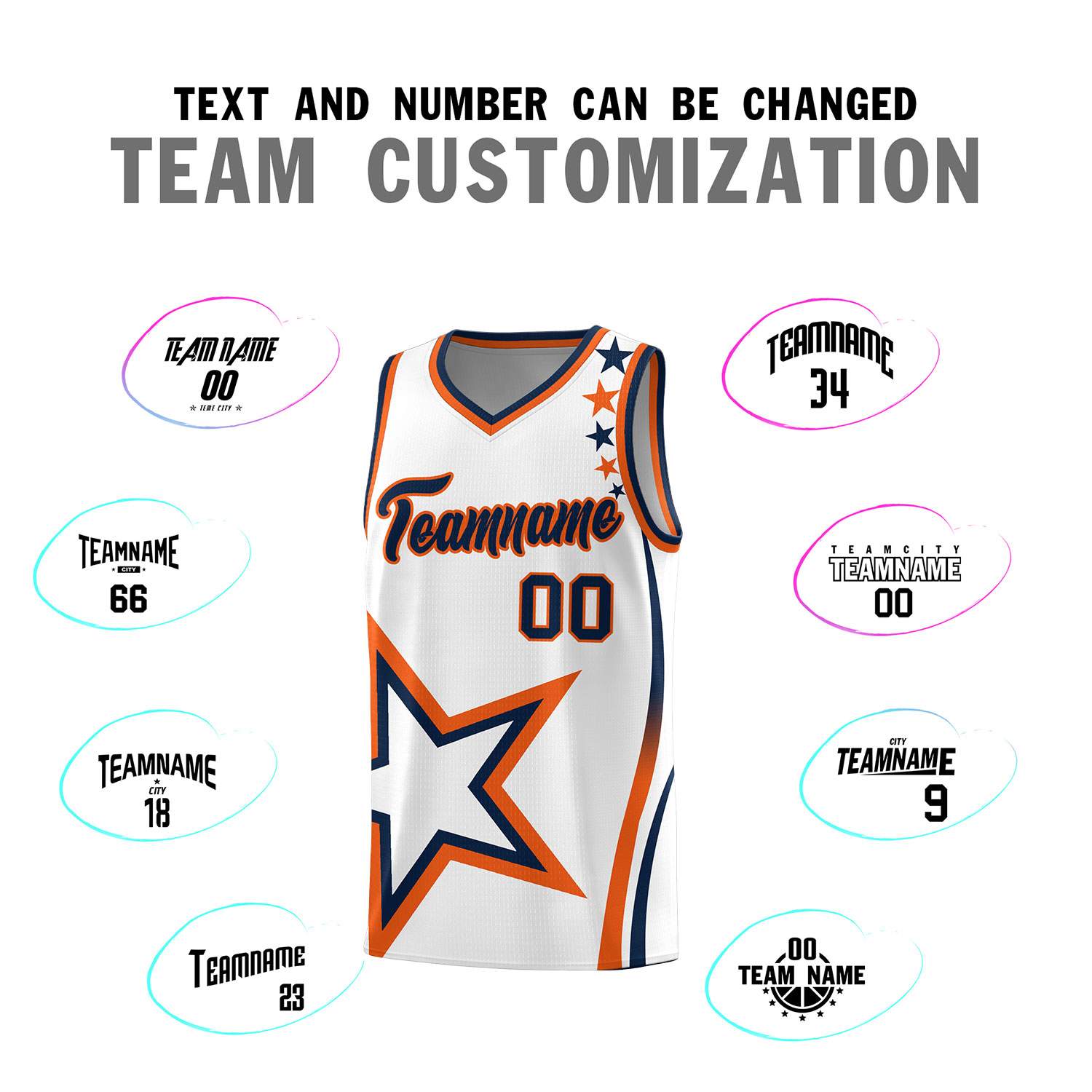 Custom White Shoulder Stars Graffiti Pattern Sets Basketball Jersey