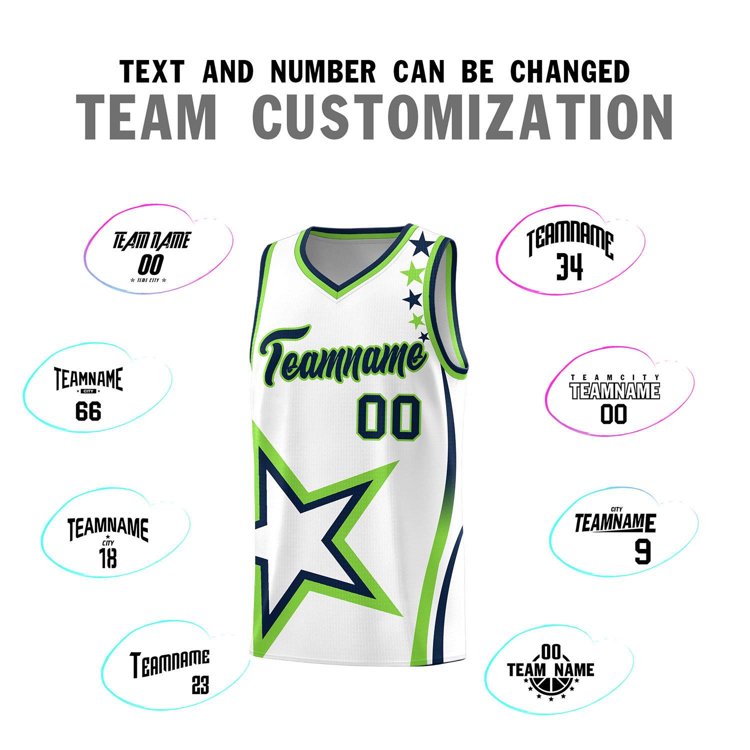 Custom White Shoulder Stars Graffiti Pattern Sets Basketball Jersey