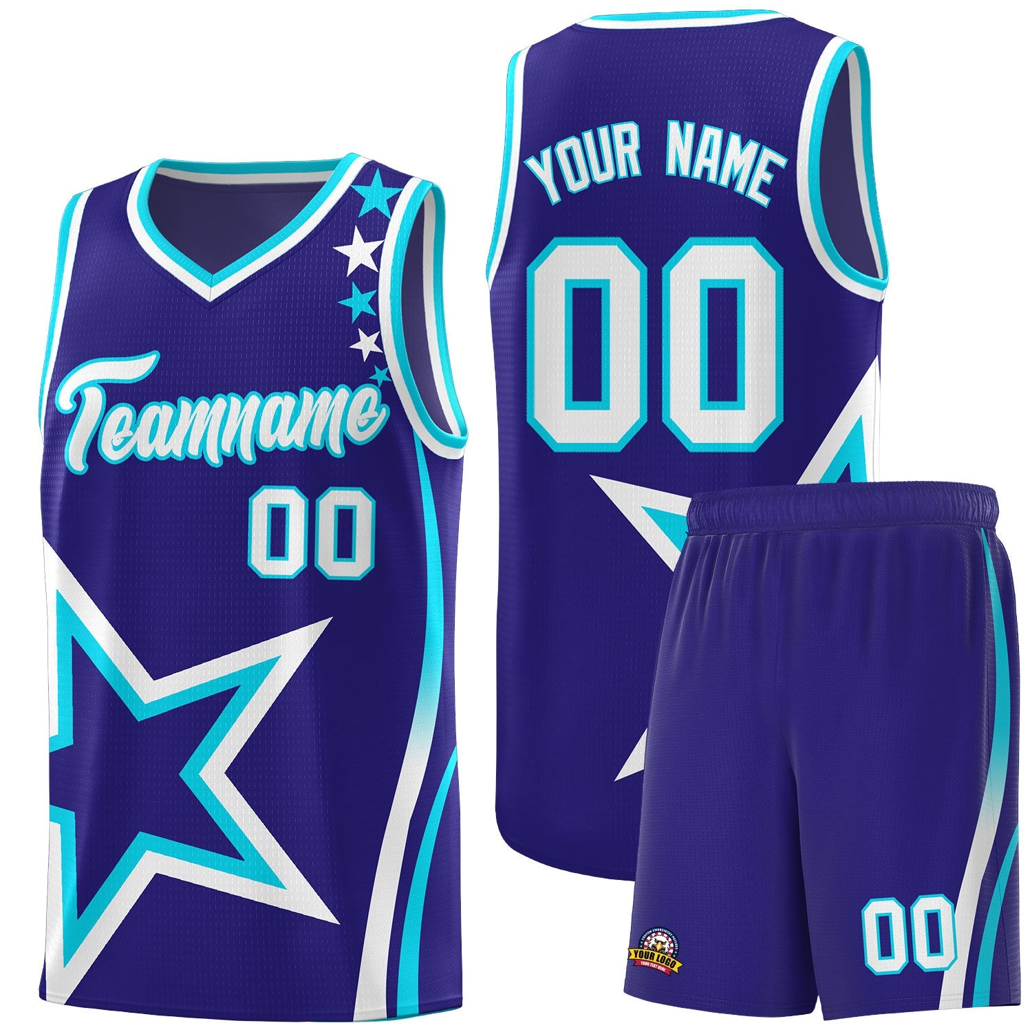 Custom Navy Shoulder Stars Graffiti Pattern Sets Basketball Jersey