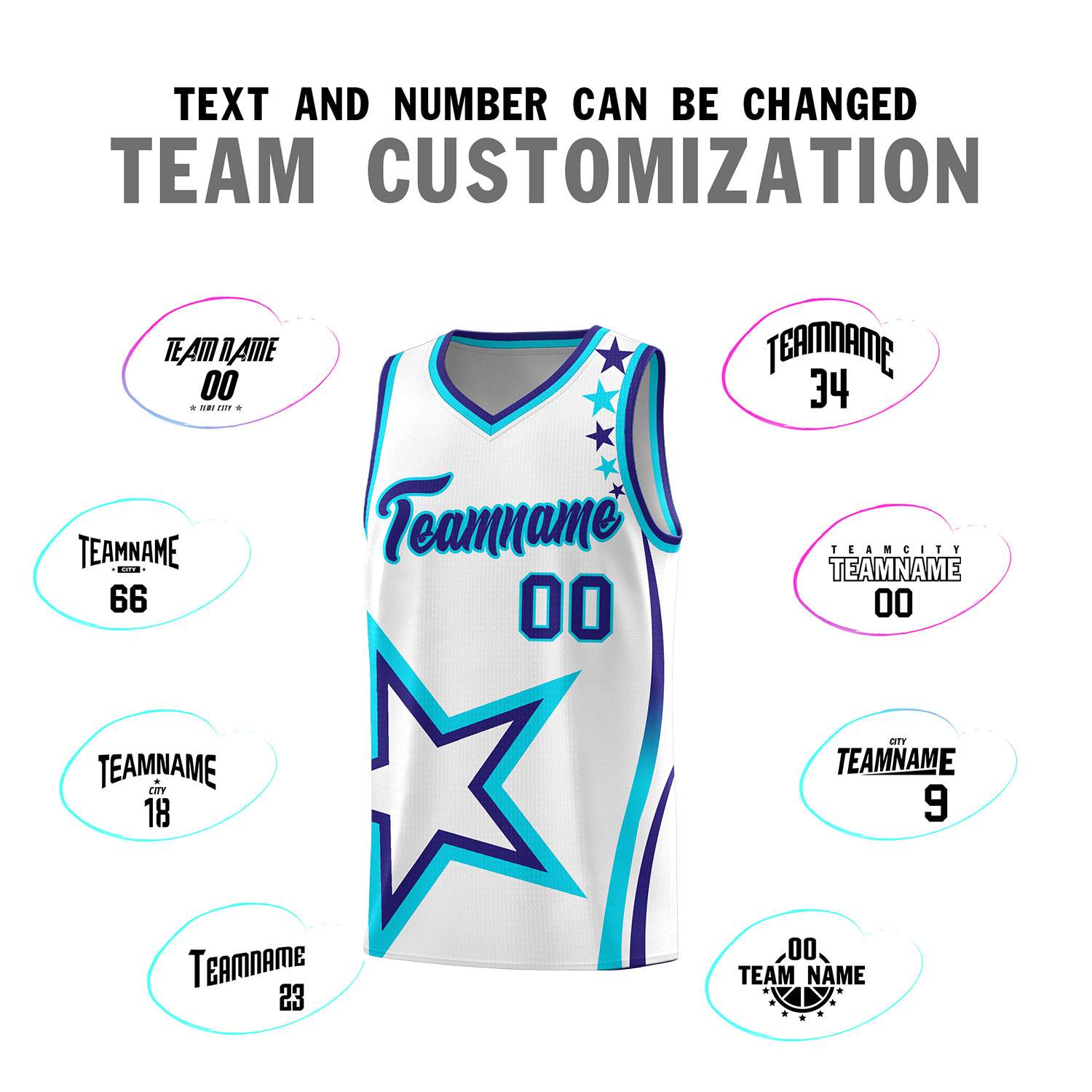 Custom White Shoulder Stars Graffiti Pattern Sets Basketball Jersey