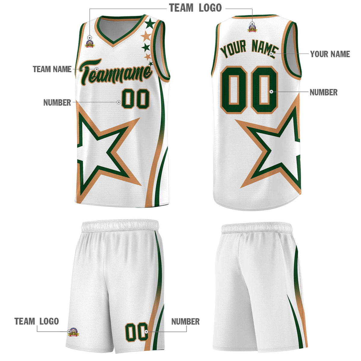 Custom White Shoulder Stars Graffiti Pattern Sets Basketball Jersey