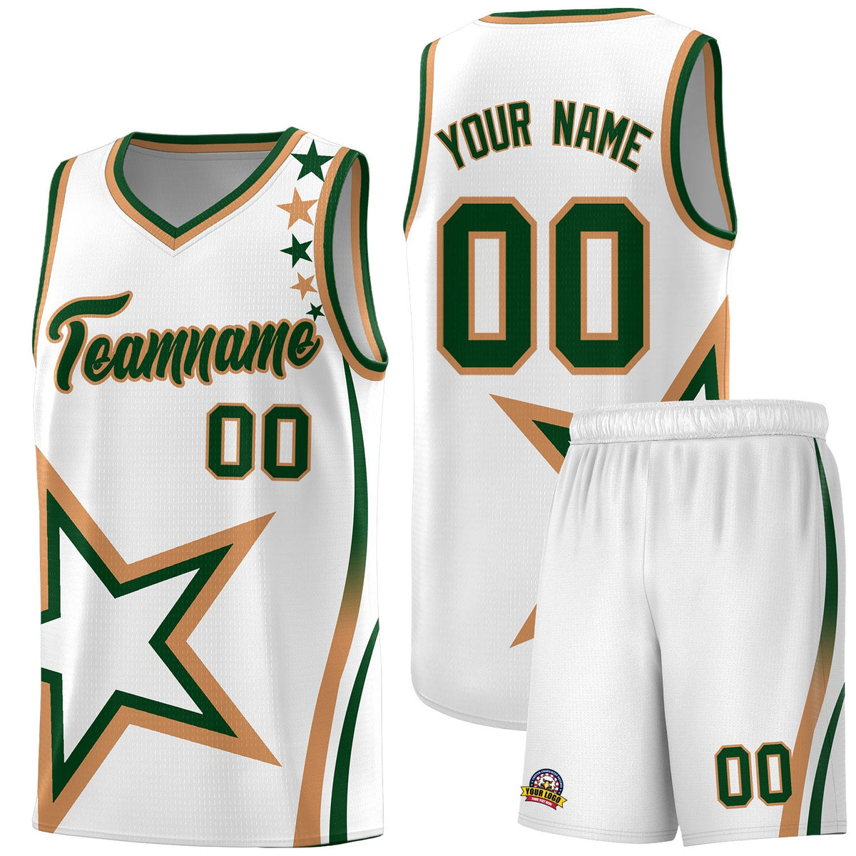 Custom White Shoulder Stars Graffiti Pattern Sets Basketball Jersey