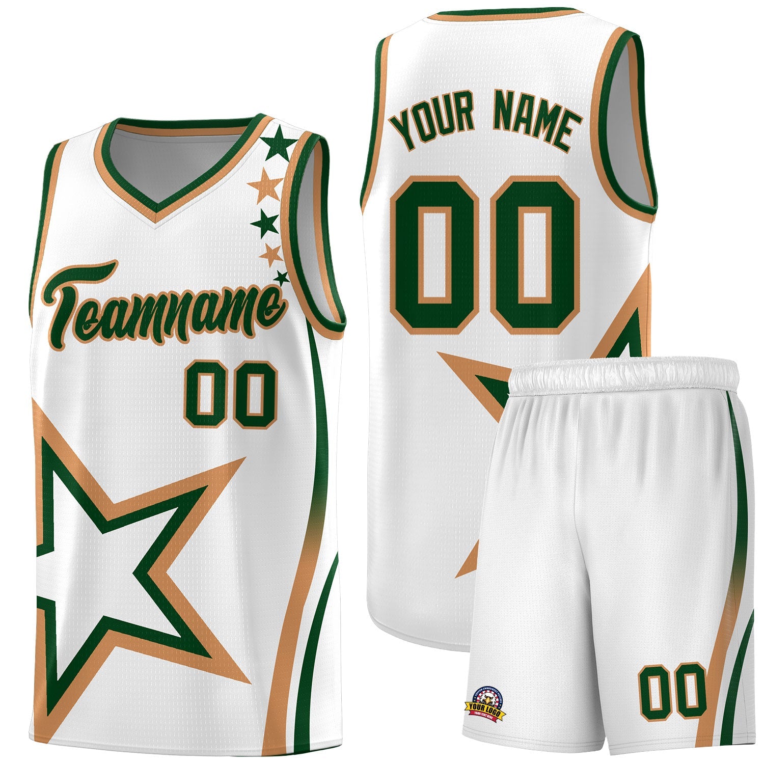 Custom White Shoulder Stars Graffiti Pattern Sets Basketball Jersey