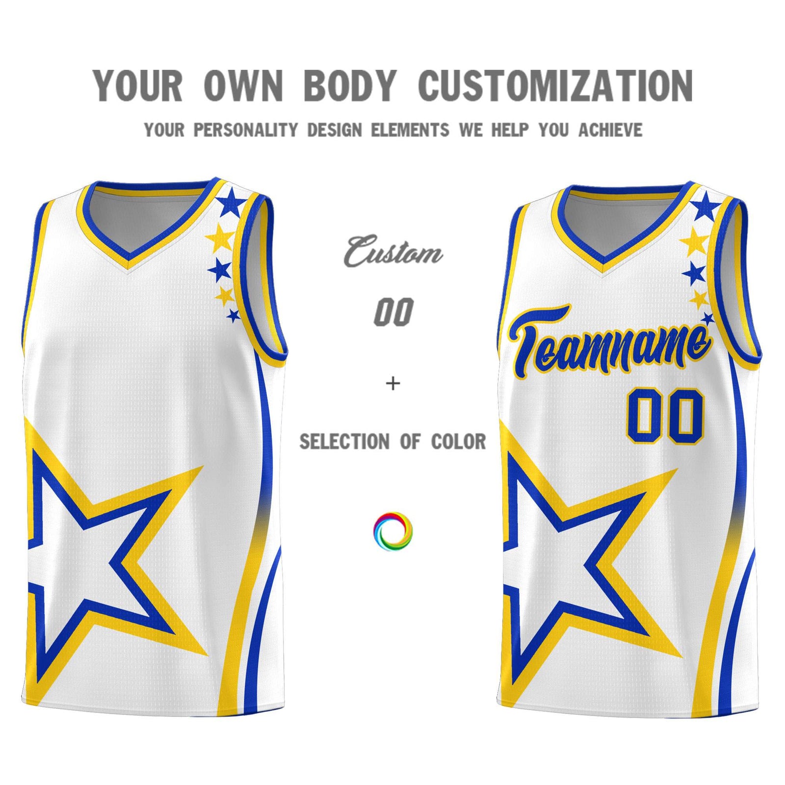 Custom White Shoulder Stars Graffiti Pattern Sets Basketball Jersey