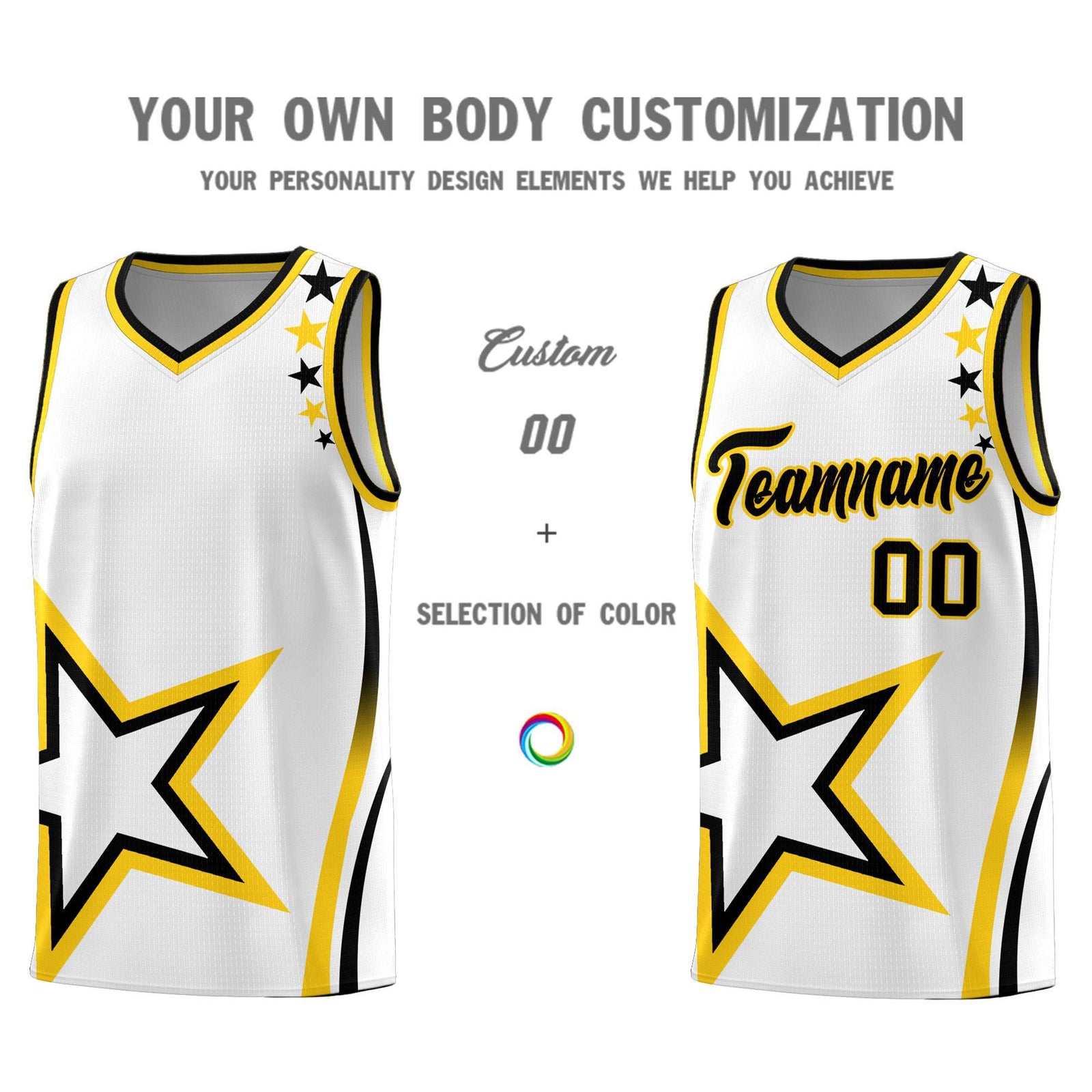 Custom White Shoulder Stars Graffiti Pattern Sets Basketball Jersey