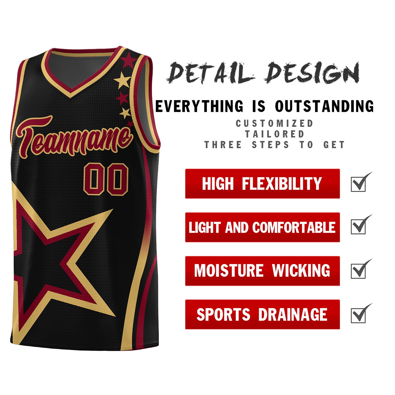 Custom Black Shoulder Stars Graffiti Pattern Sets Basketball Jersey