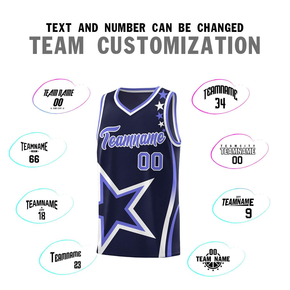 Custom Navy Shoulder Stars Graffiti Pattern Sets Basketball Jersey