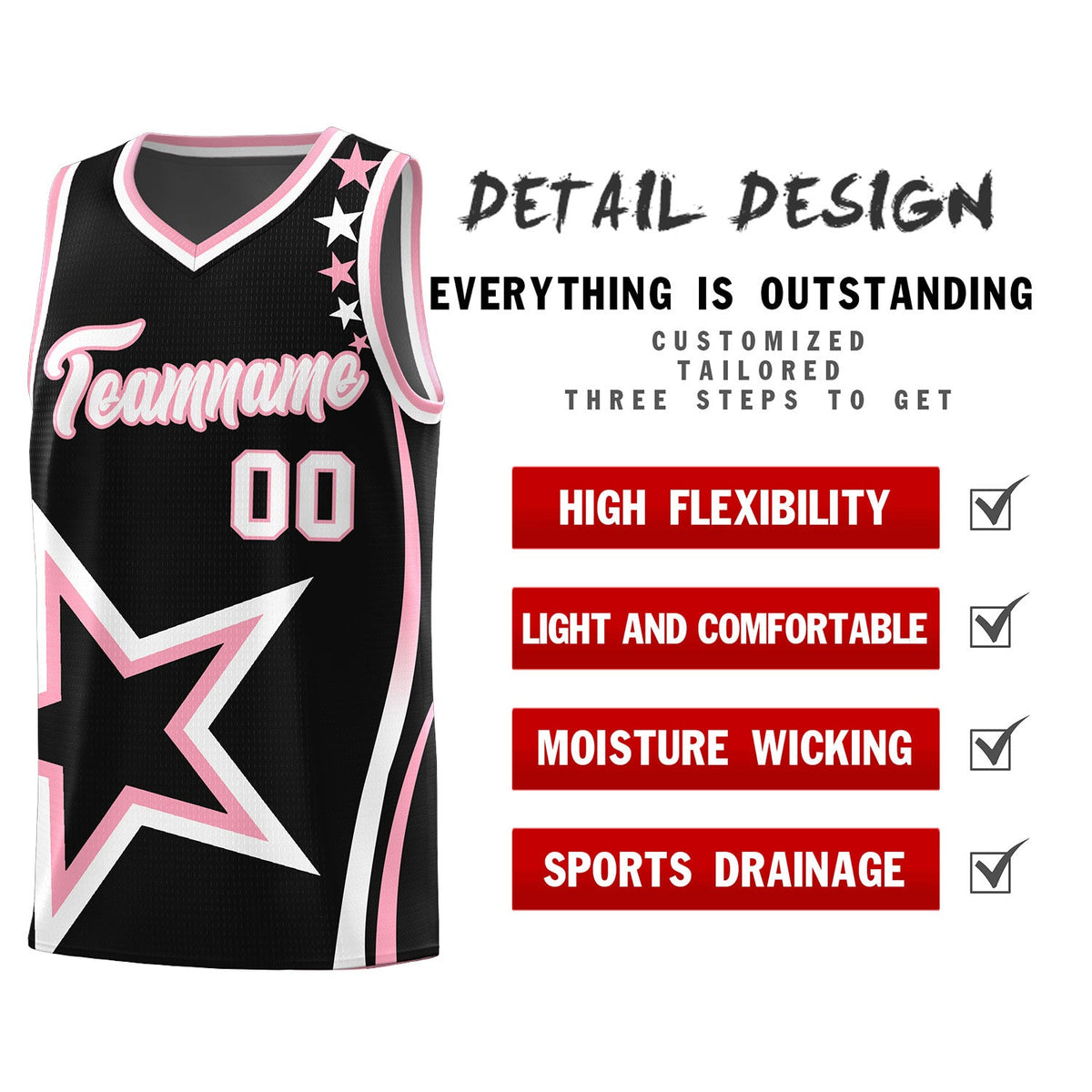 Custom Black Shoulder Stars Graffiti Pattern Sets Basketball Jersey