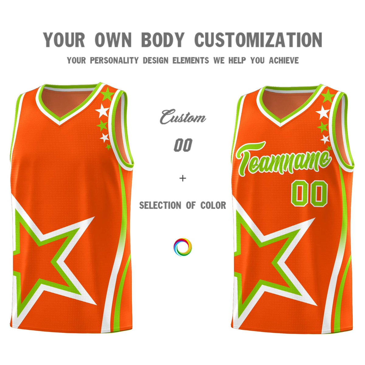 Custom Orange Shoulder Stars Graffiti Pattern Sets Basketball Jersey