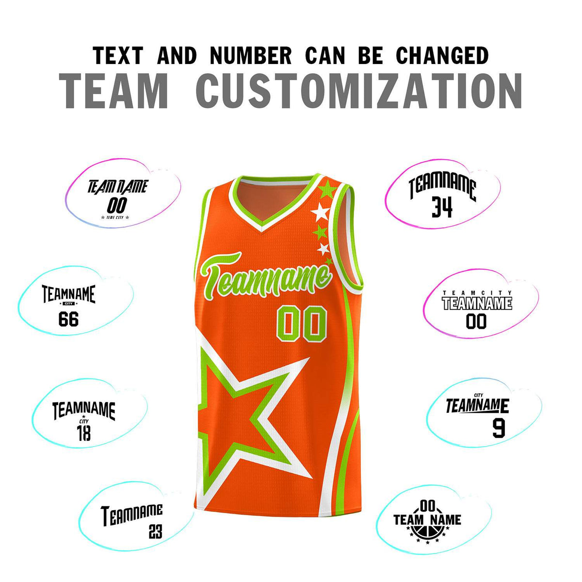 Custom Orange Shoulder Stars Graffiti Pattern Sets Basketball Jersey