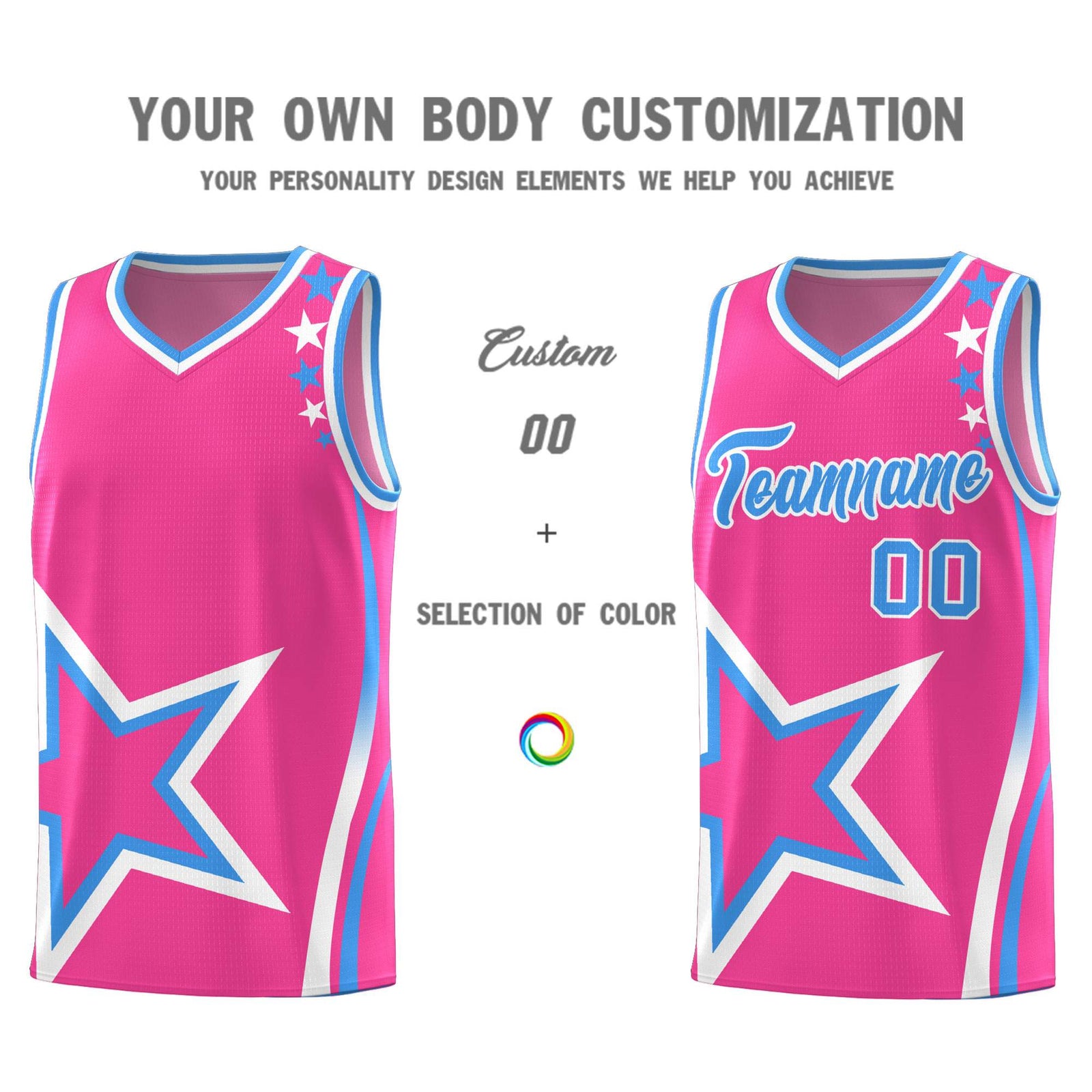 Custom Pink Shoulder Stars Graffiti Pattern Sets Basketball Jersey