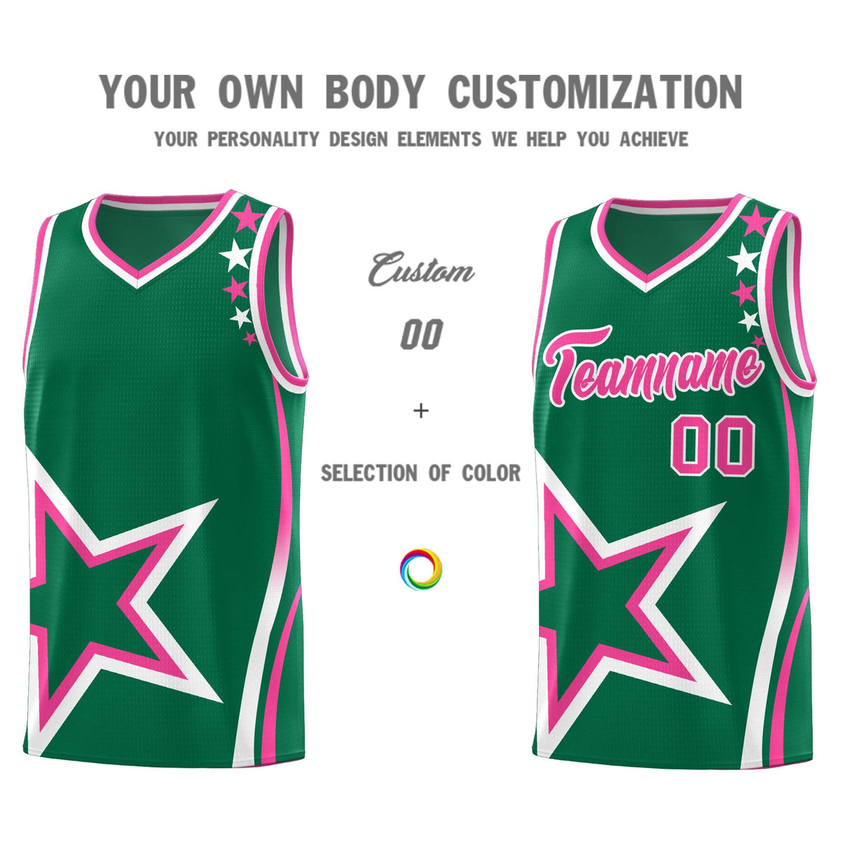 Custom Kelly Green Shoulder Stars Graffiti Pattern Sets Basketball Jersey