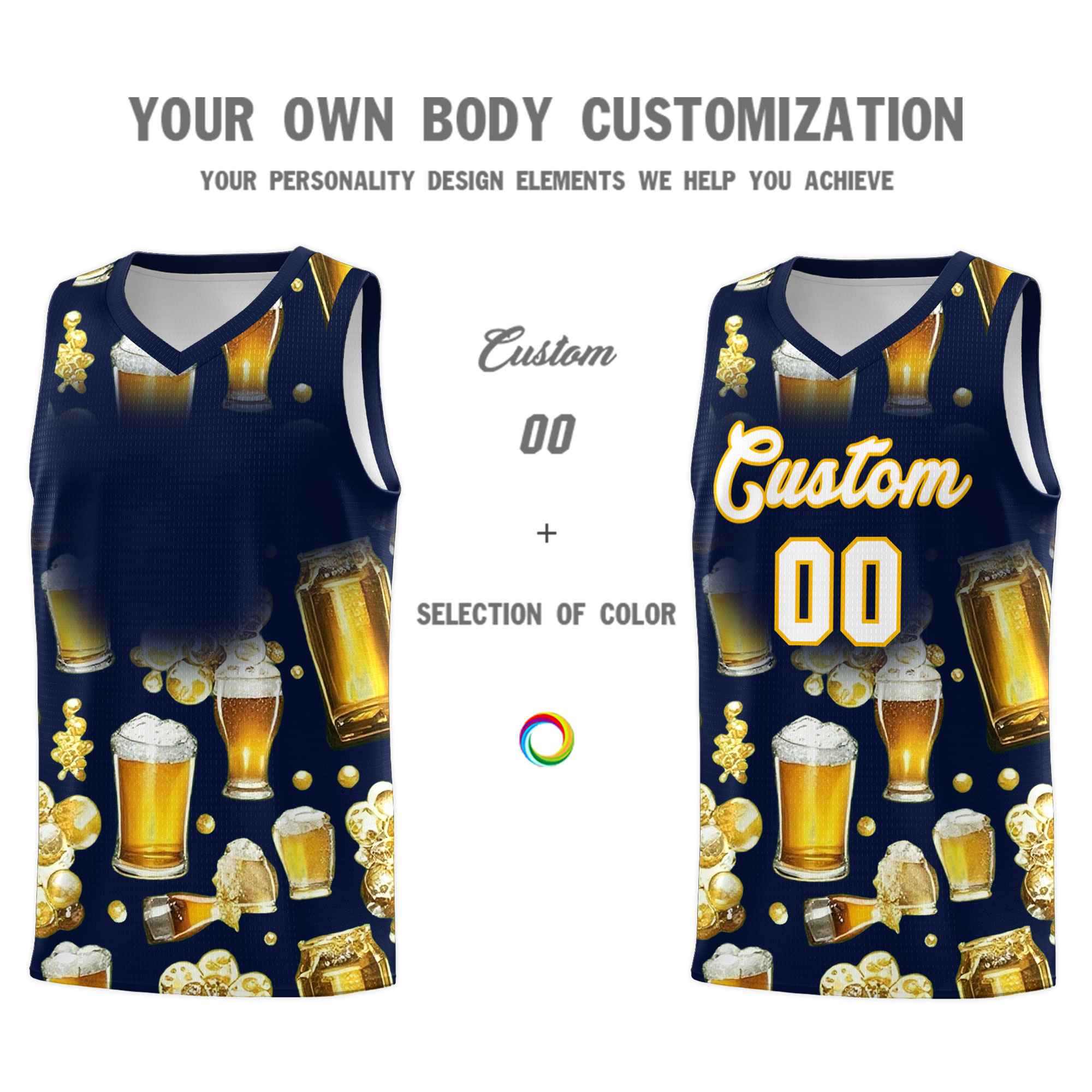 Custom Navy National Beer Day Personalized Beer Bubble Basketball Jersey | Perfect for parties | Dye-sublimation printing | KXKSHOP