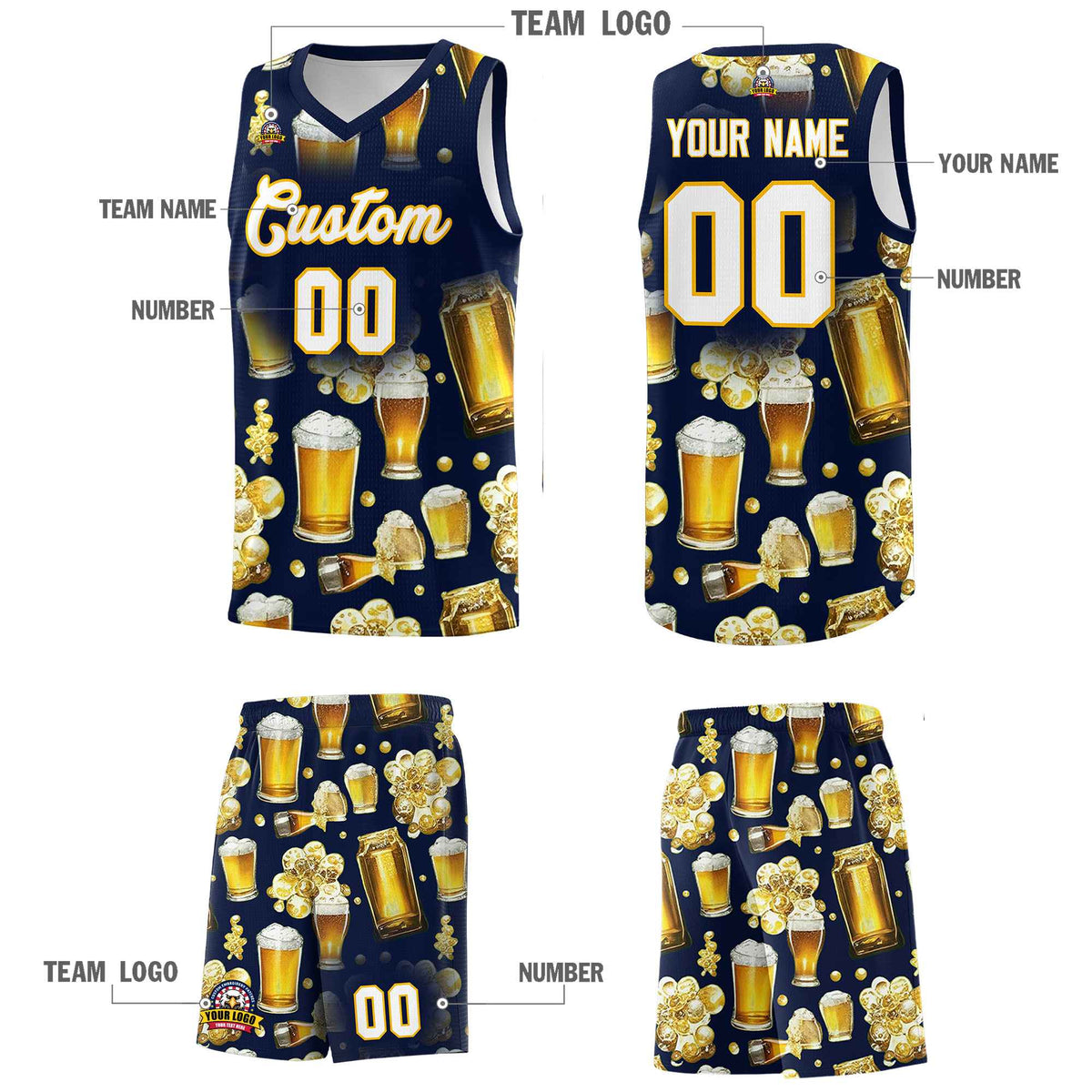 Custom Navy National Beer Day Personalized Beer Bubble Basketball Jersey | Perfect for parties | Dye-sublimation printing | KXKSHOP