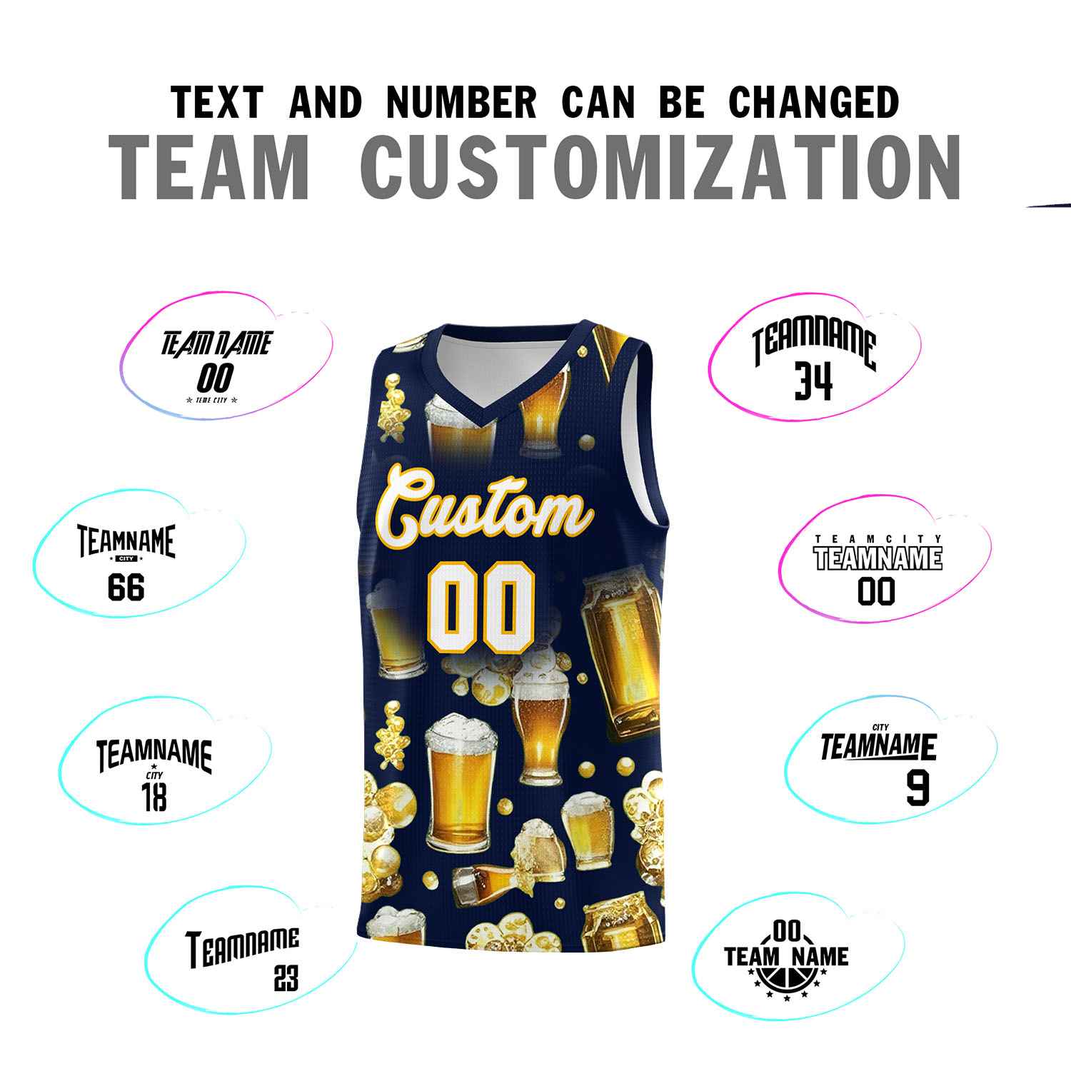 Custom Navy National Beer Day Personalized Beer Bubble Basketball Jersey | Perfect for parties | Dye-sublimation printing | KXKSHOP