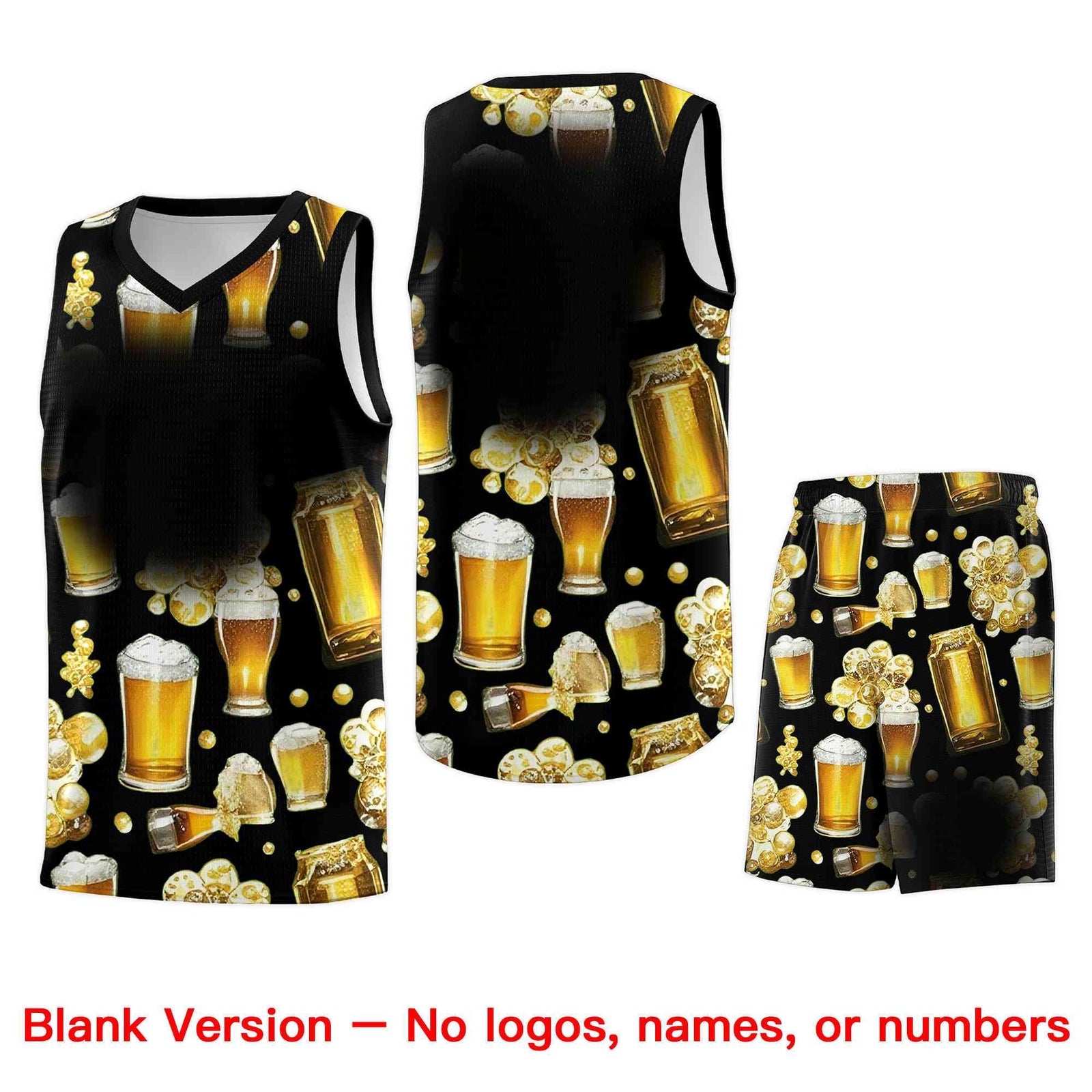 Custom Black National Beer Day Personalized Beer Bubble Basketball Jersey | Perfect for parties | Dye-sublimation printing | KXKSHOP