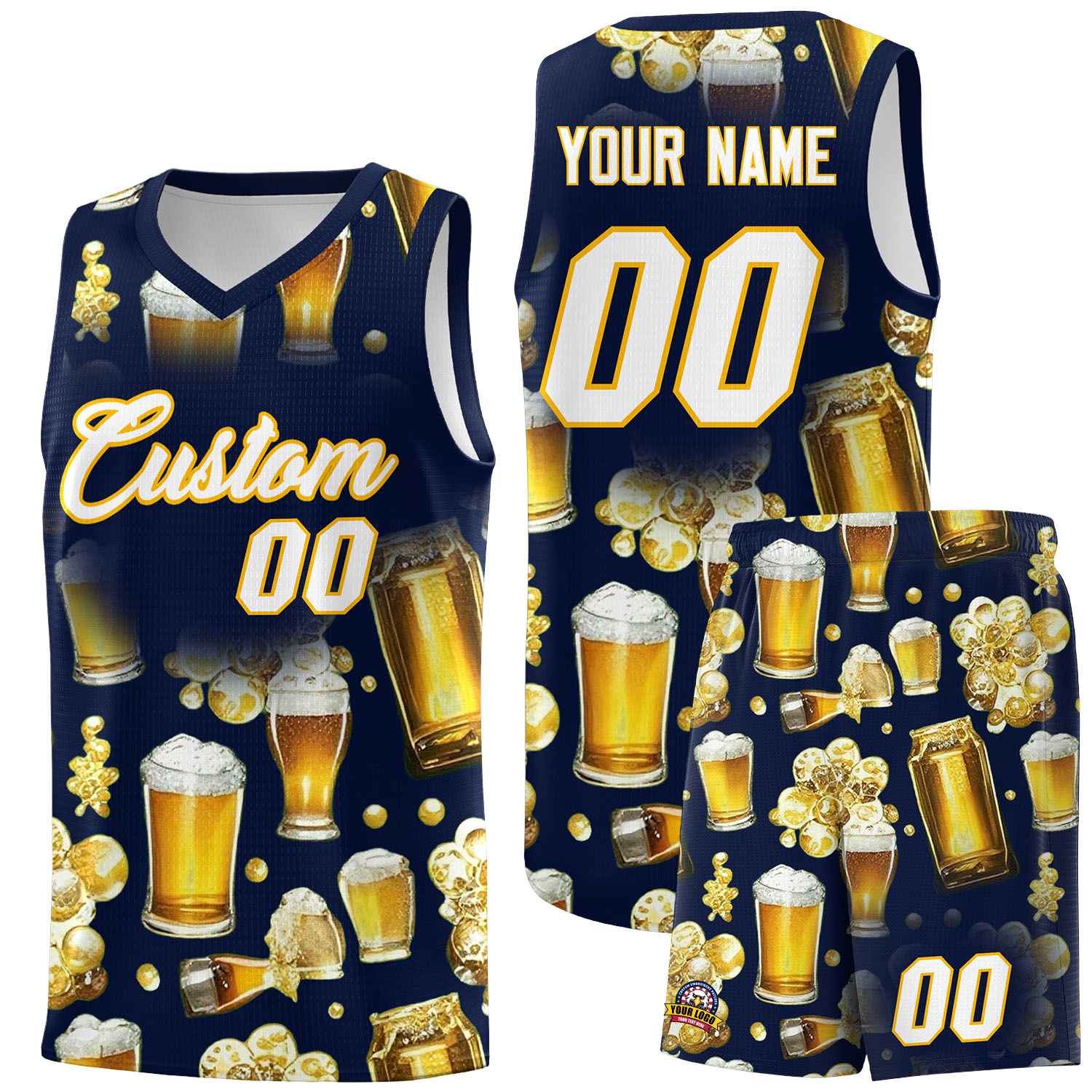 Custom Navy National Beer Day Personalized Beer Bubble Basketball Jersey | Perfect for parties | Dye-sublimation printing | KXKSHOP