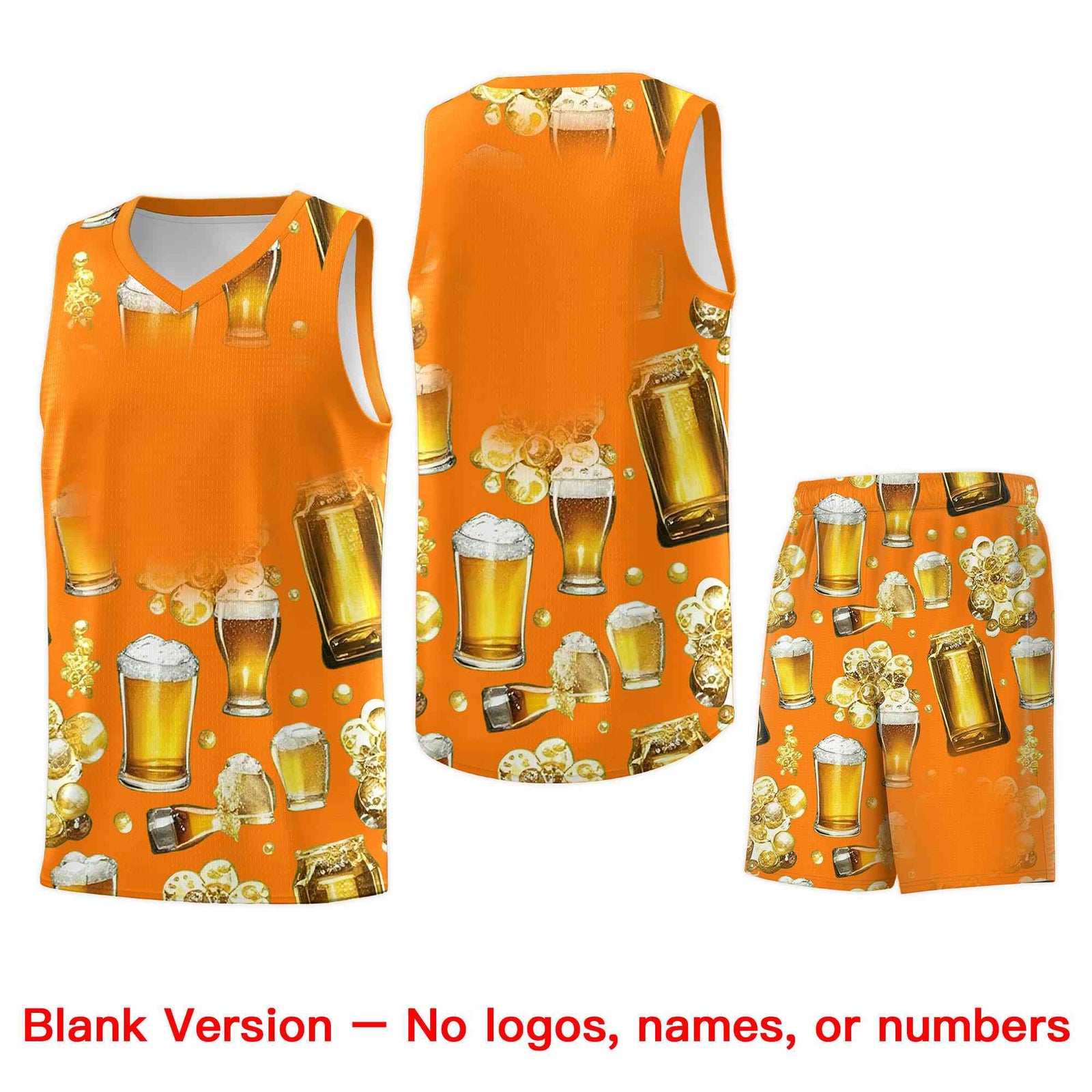 Custom Orange National Beer Day Personalized Beer Bubble Basketball Jersey | Perfect for parties | Dye-sublimation printing | KXKSHOP