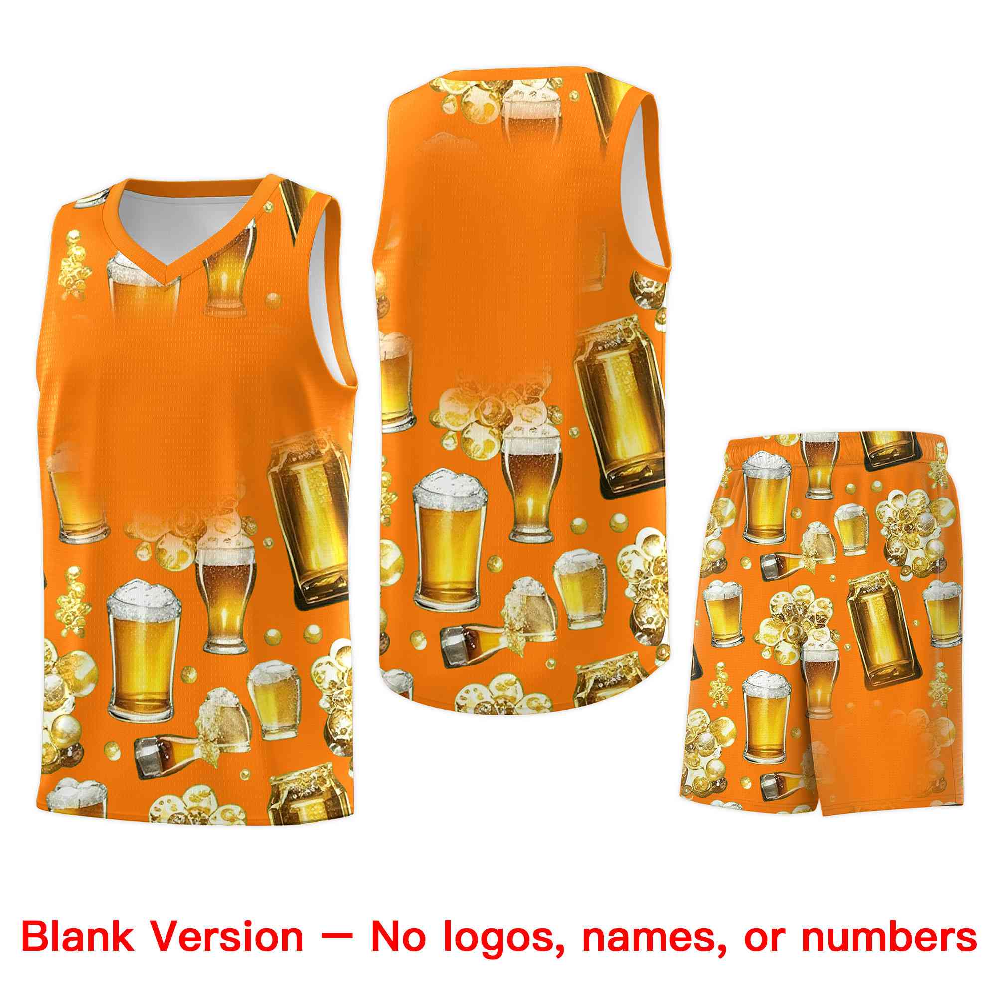 Custom Orange National Beer Day Personalized Beer Bubble Basketball Jersey | Perfect for parties | Dye-sublimation printing | KXKSHOP