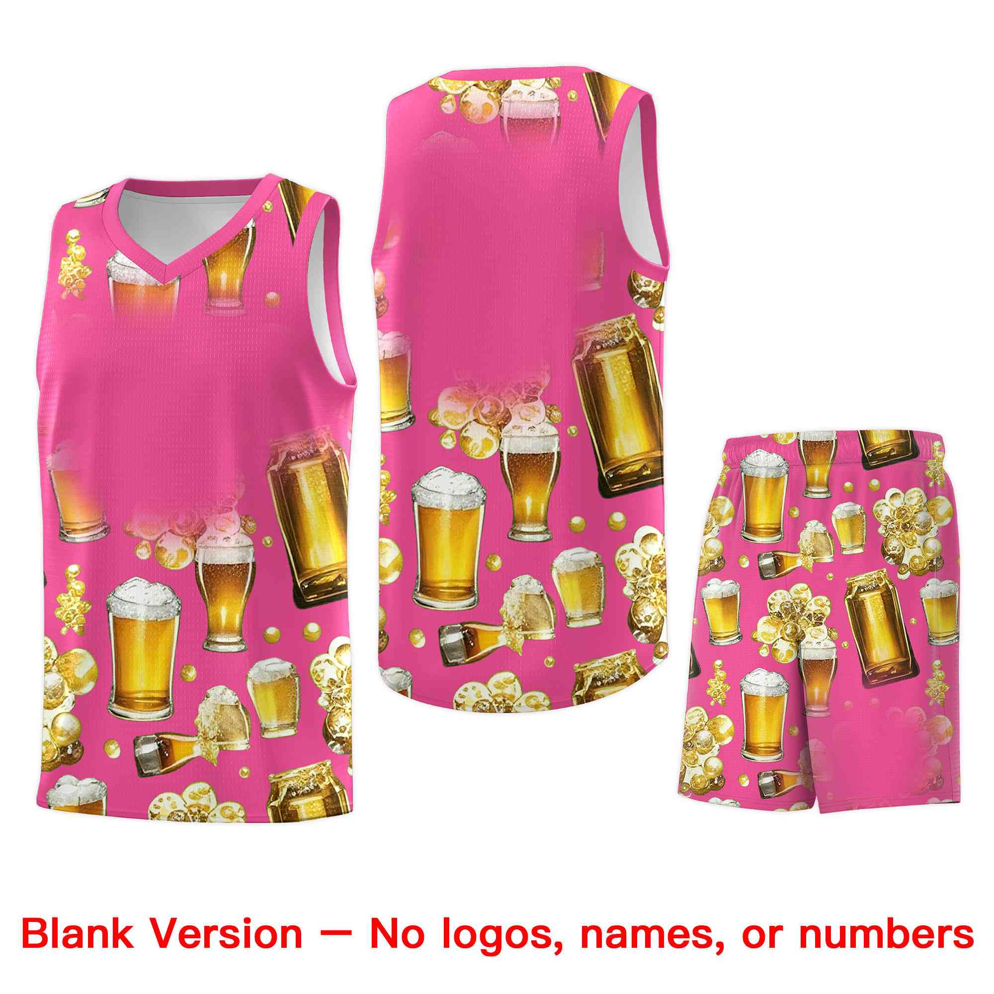 Custom Pink National Beer Day Personalized Beer Bubble Basketball Jersey | Perfect for parties | Dye-sublimation printing | KXKSHOP
