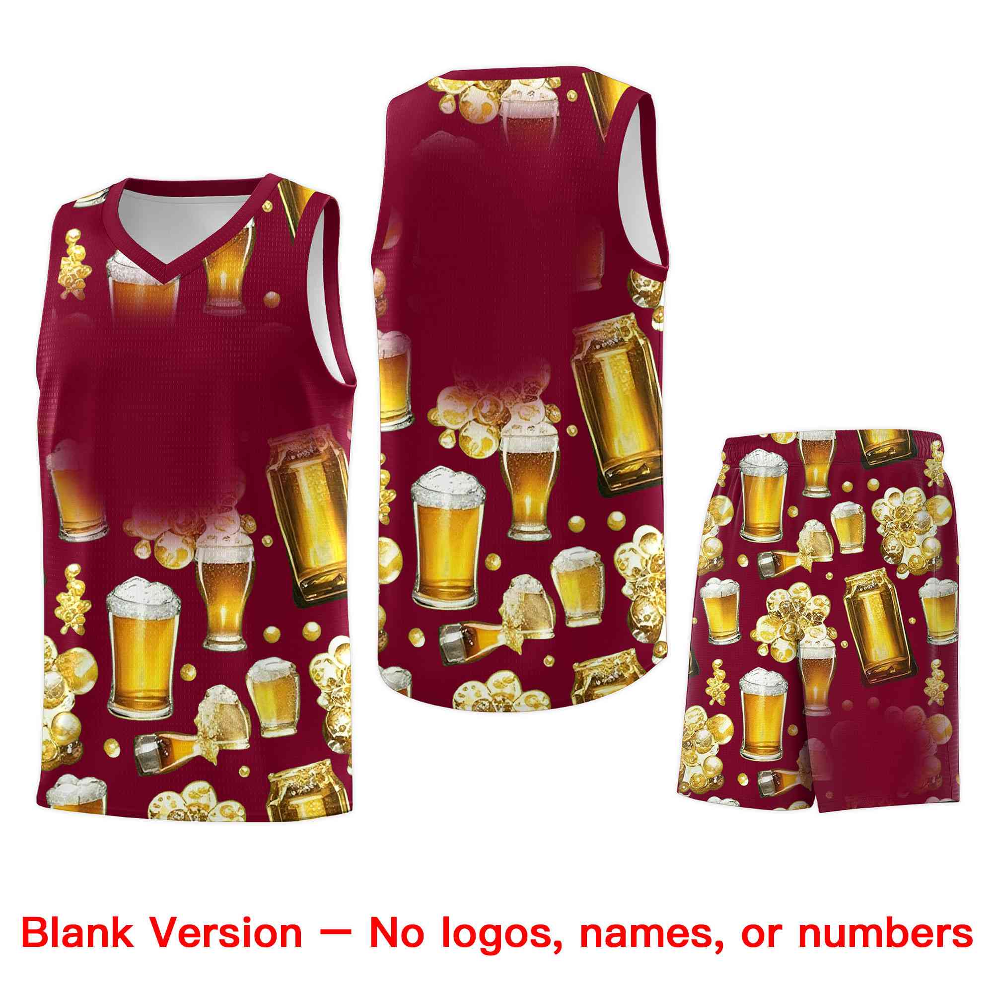 Custom Crimson National Beer Day Personalized Beer Bubble Basketball Jersey | Perfect for parties | Dye-sublimation printing | KXKSHOP