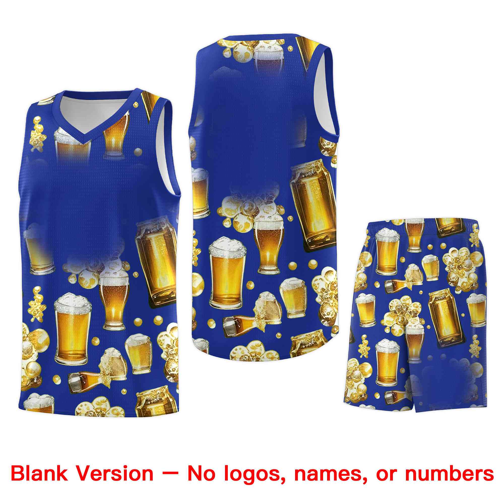 Custom Royal Blue National Beer Day Personalized Beer Bubble Basketball Jersey | Perfect for parties | Dye-sublimation printing | KXKSHOP