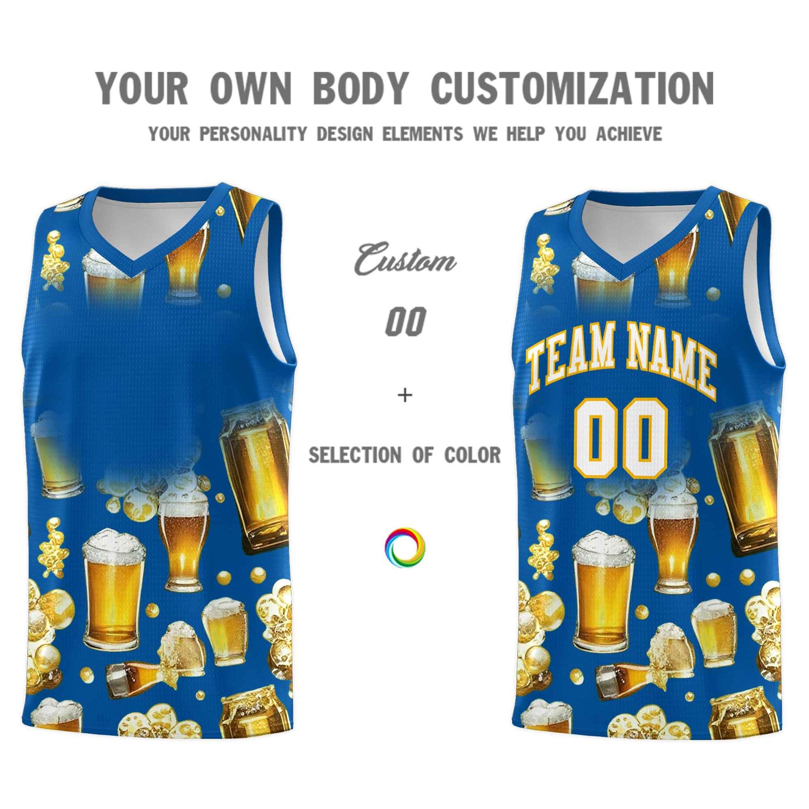 Custom Royal National Beer Day Personalized Beer Bubble Basketball Jersey | Perfect for parties | Dye-sublimation printing | KXKSHOP