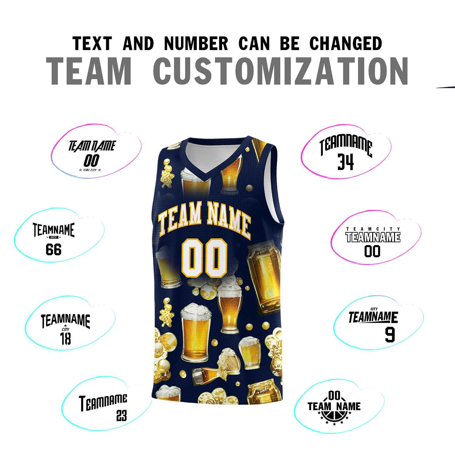 Custom Navy National Beer Day Personalized Beer Bubble Basketball Jersey | Perfect for parties | Dye-sublimation printing | KXKSHOP
