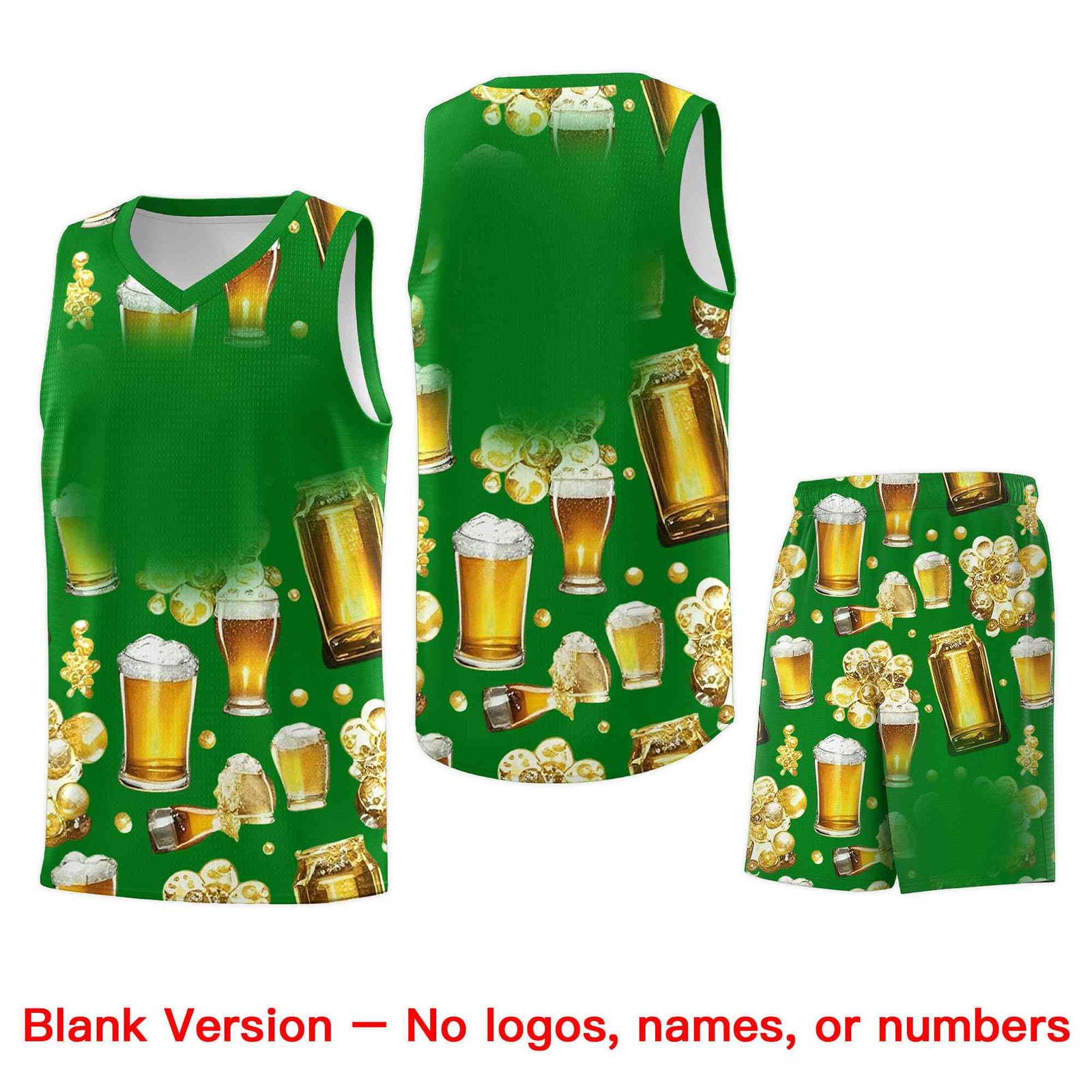 Custom Kelly Green-02 National Beer Day Personalized Beer Bubble Basketball Jersey | Perfect for parties | Dye-sublimation printing | KXKSHOP