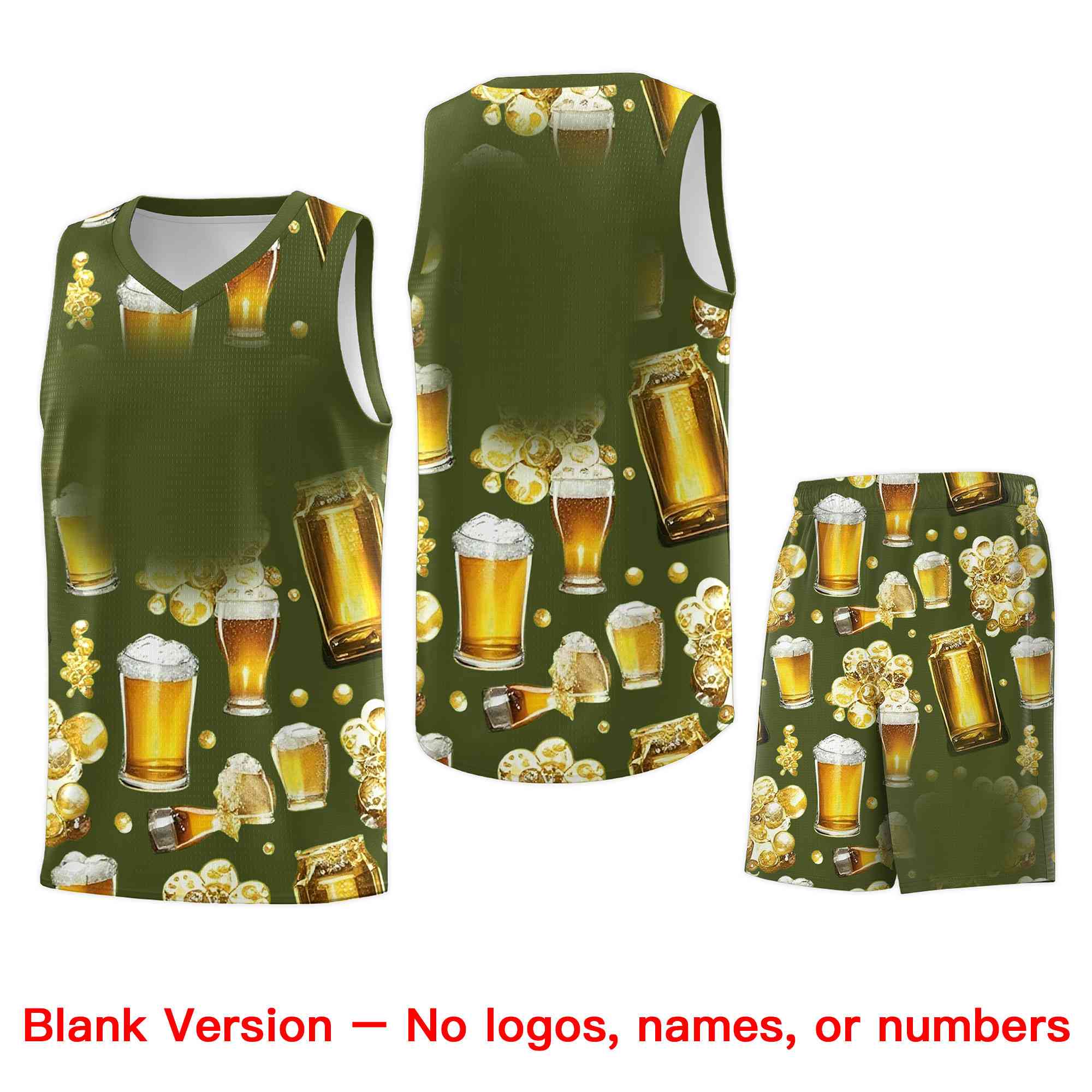Custom Olive National Beer Day Personalized Beer Bubble Basketball Jersey | Perfect for parties | Dye-sublimation printing | KXKSHOP