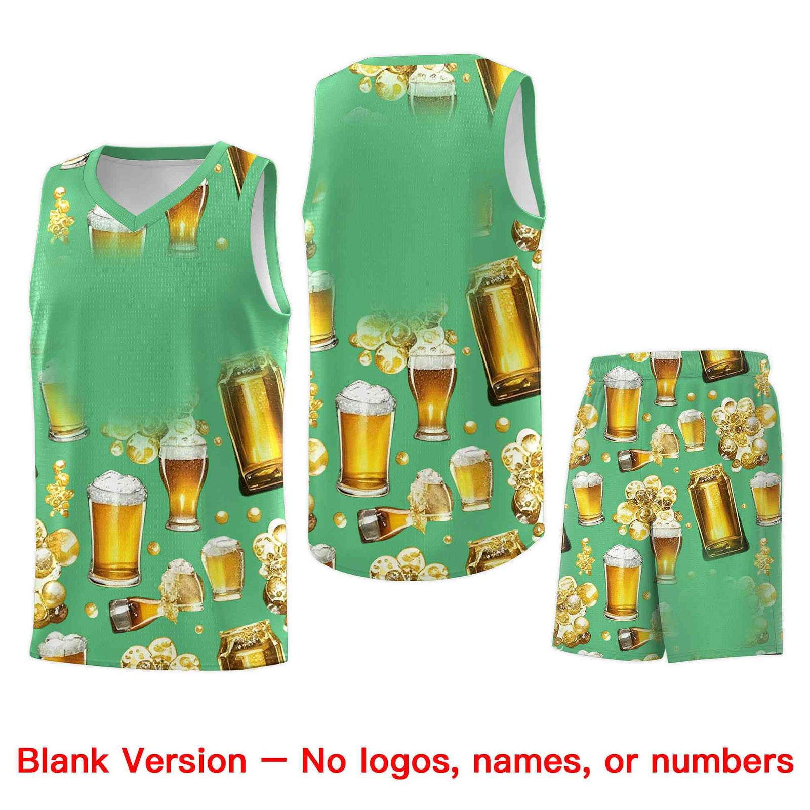 Custom Neon Green National Beer Day Personalized Beer Bubble Basketball Jersey | Perfect for parties | Dye-sublimation printing | KXKSHOP
