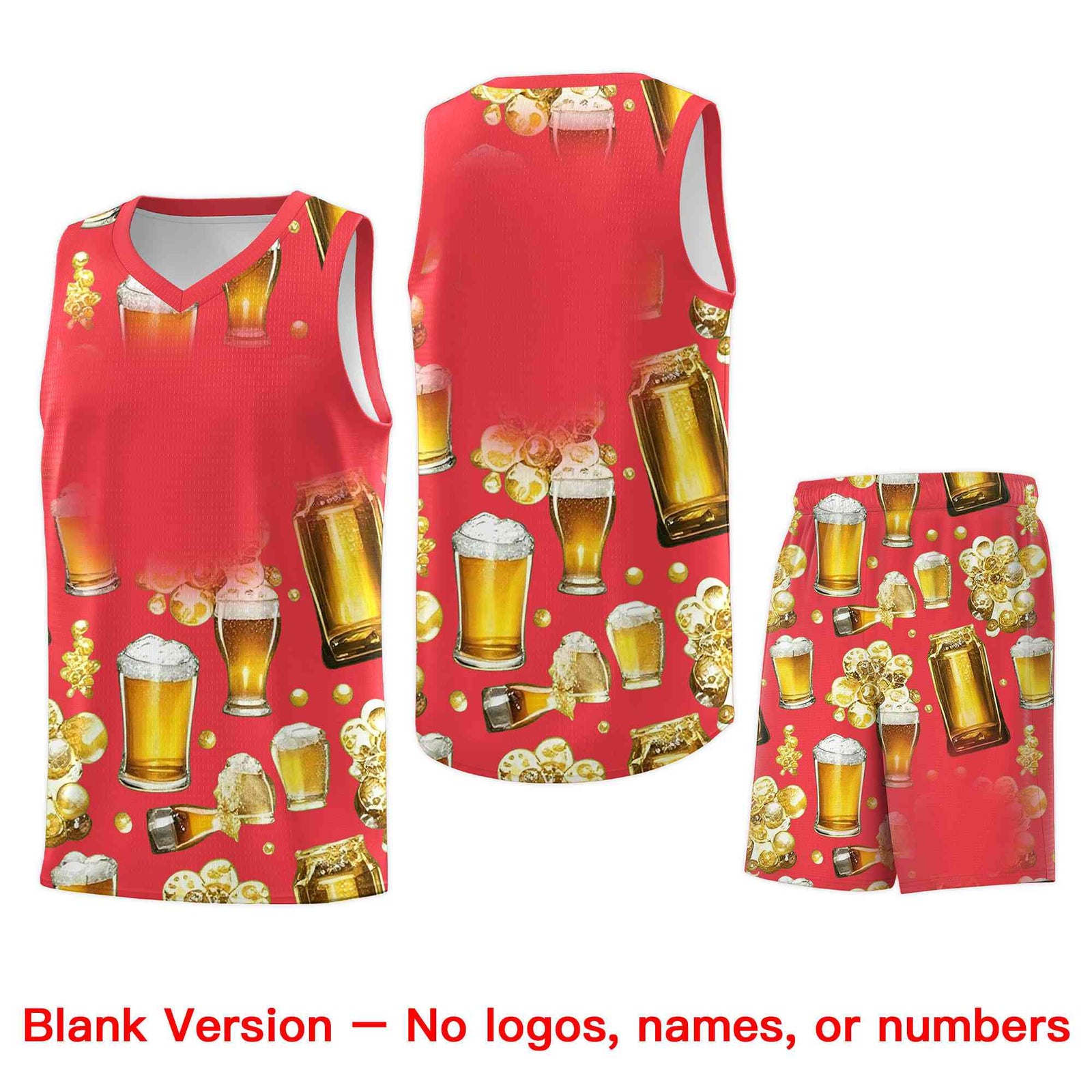 Custom Light Red National Beer Day Personalized Beer Bubble Basketball Jersey | Perfect for parties | Dye-sublimation printing | KXKSHOP