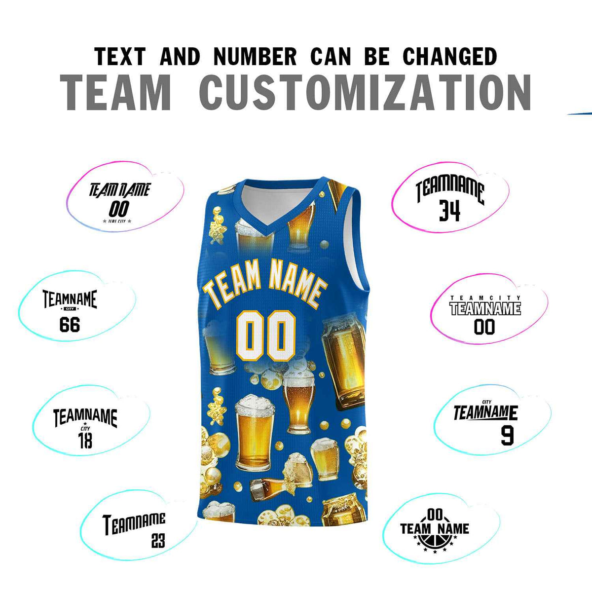 Custom Royal National Beer Day Personalized Beer Bubble Basketball Jersey | Perfect for parties | Dye-sublimation printing | KXKSHOP