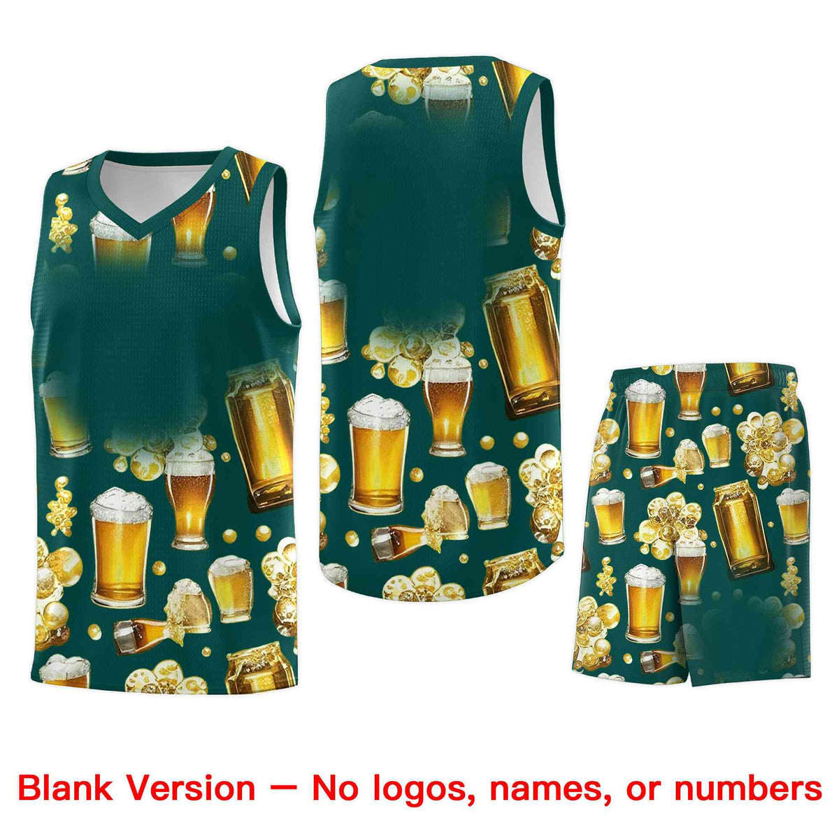 Custom Midnight Green National Beer Day Personalized Beer Bubble Basketball Jersey | Perfect for parties | Dye-sublimation printing | KXKSHOP