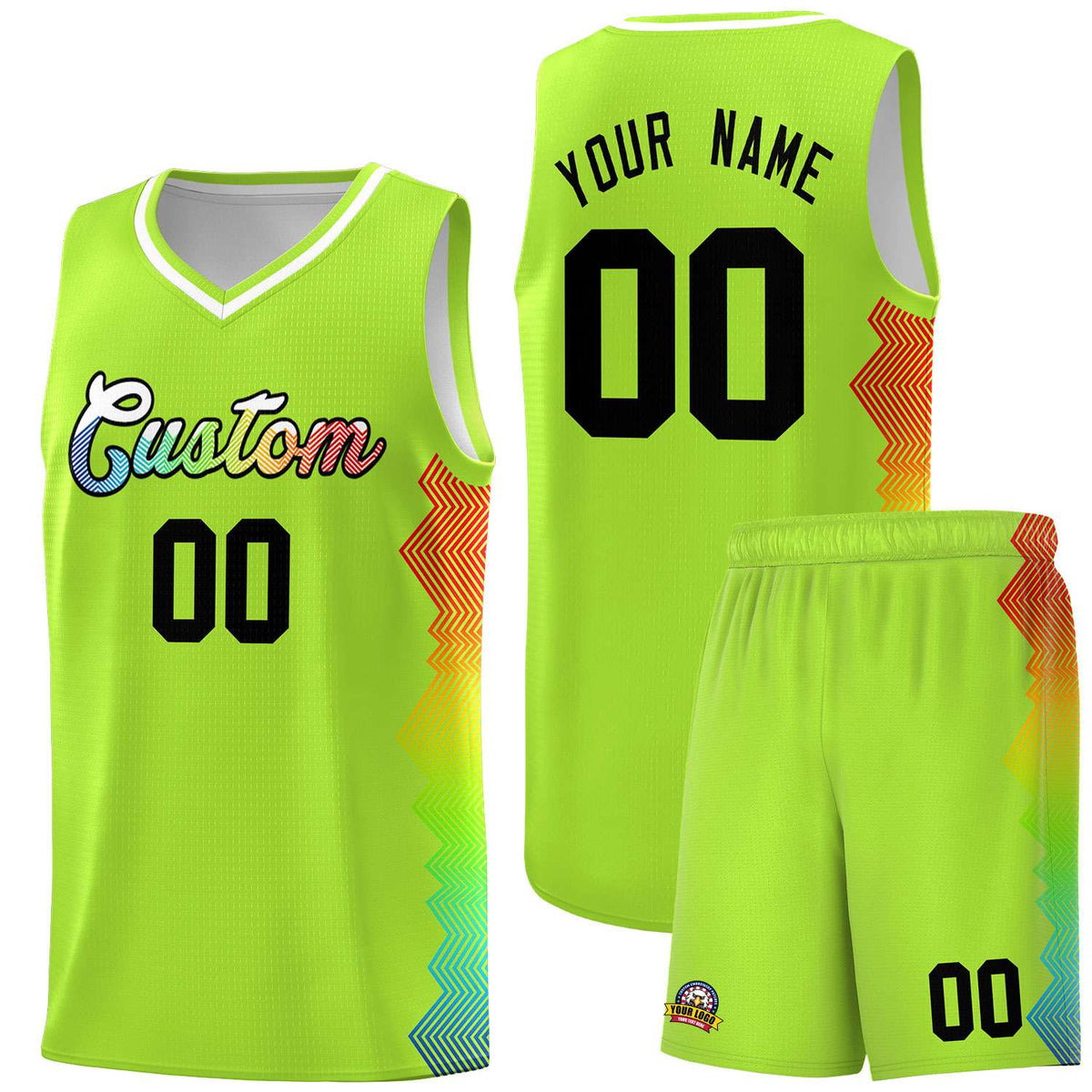 Custom Green Denver Nuggets Rainbow Side Sports Uniform Basketball Jersey