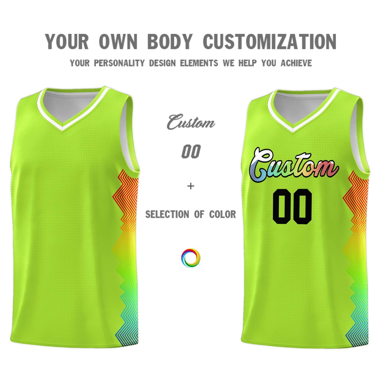 Custom Green Denver Nuggets Rainbow Side Sports Uniform Basketball Jersey